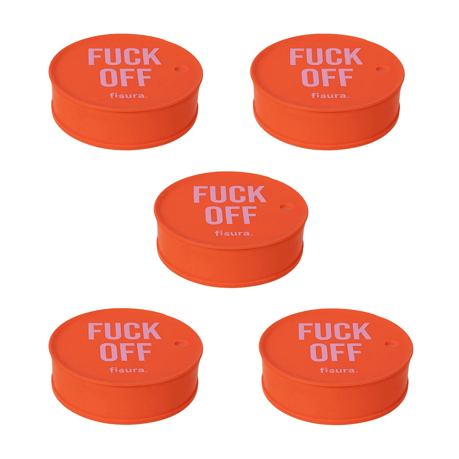 Tapa vasos antidroga “Fuck off” rojo 5 unidades