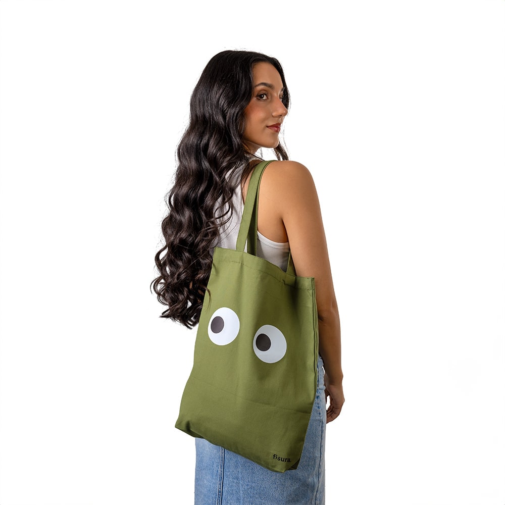 Tote bag original “ojos” verde