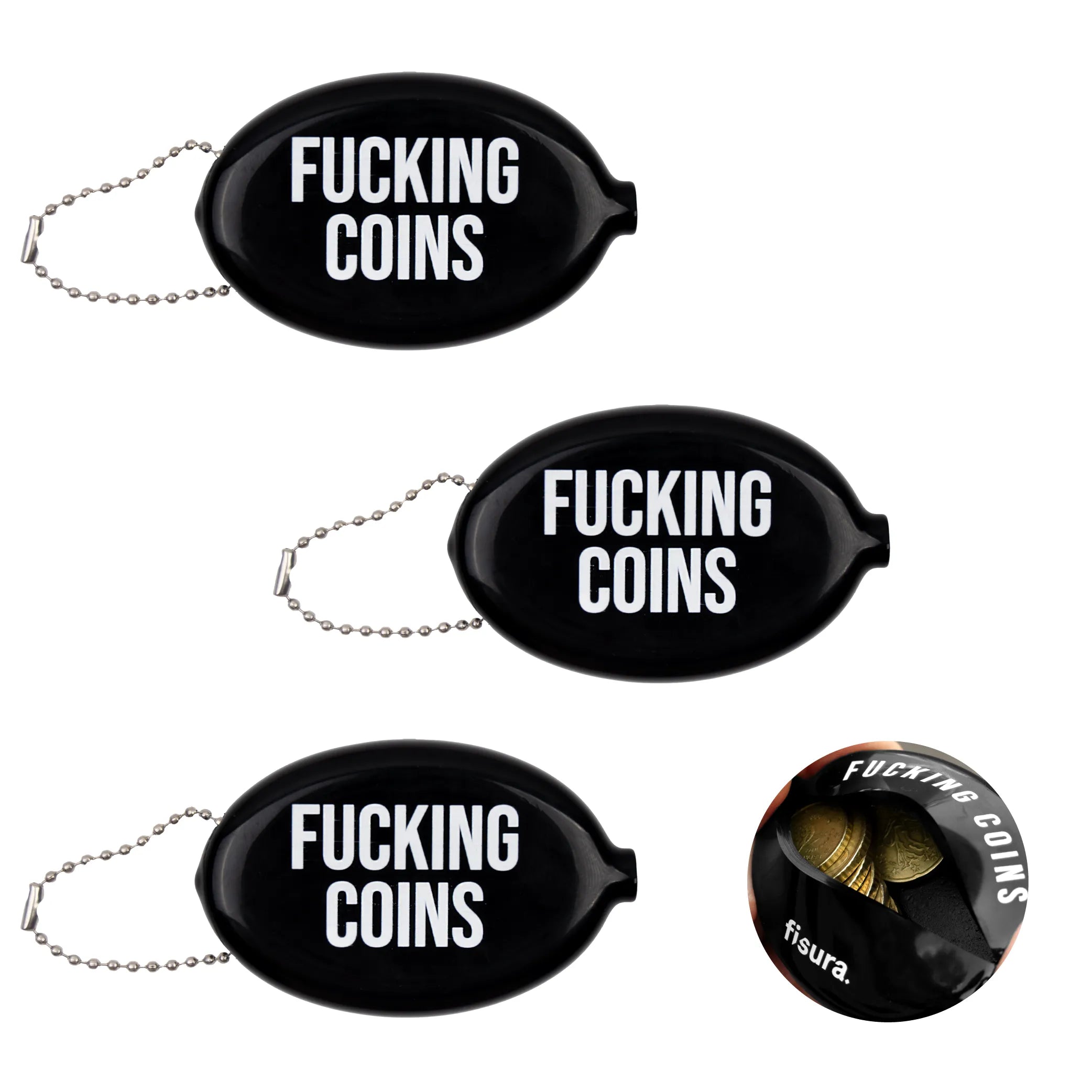 Monedero retro "Fucking coins" set de 3
