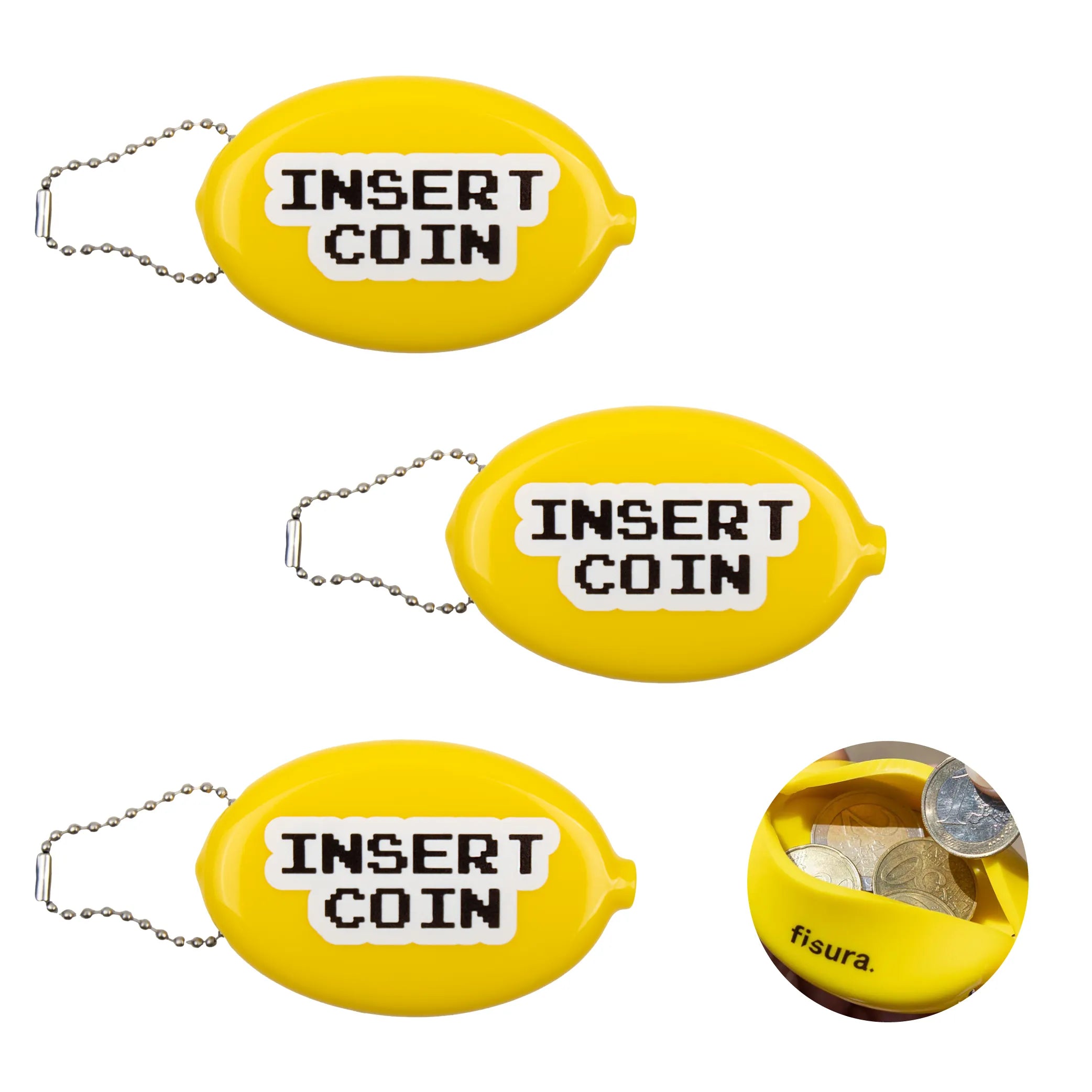 Monedero retro "Insert coin" set de 3