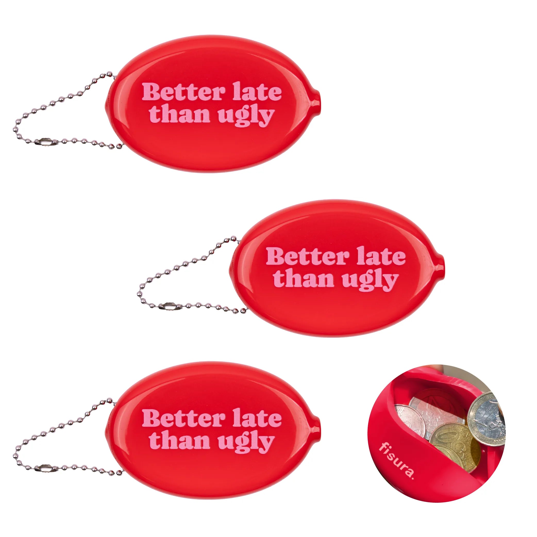 Monedero retro "Better late than ugly" set de 3