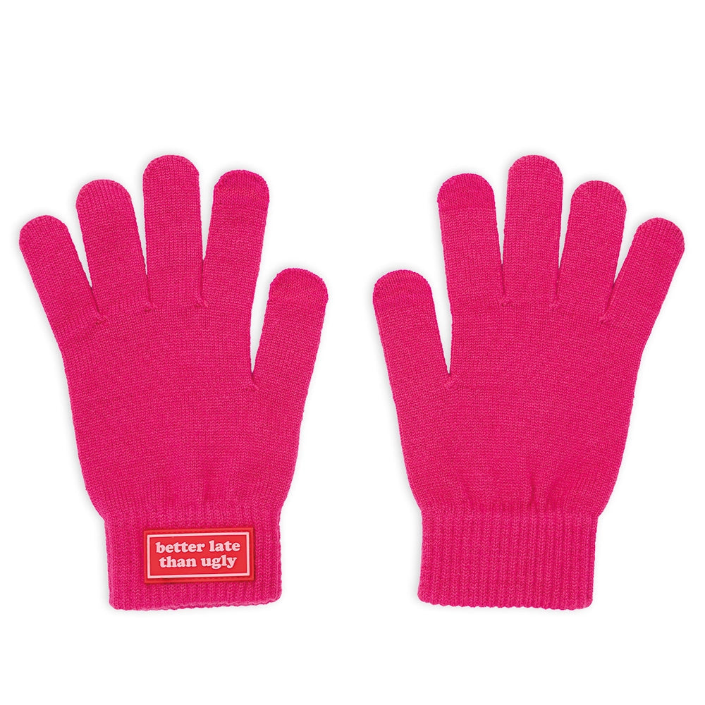 Guantes “Better late than ugly” rosa