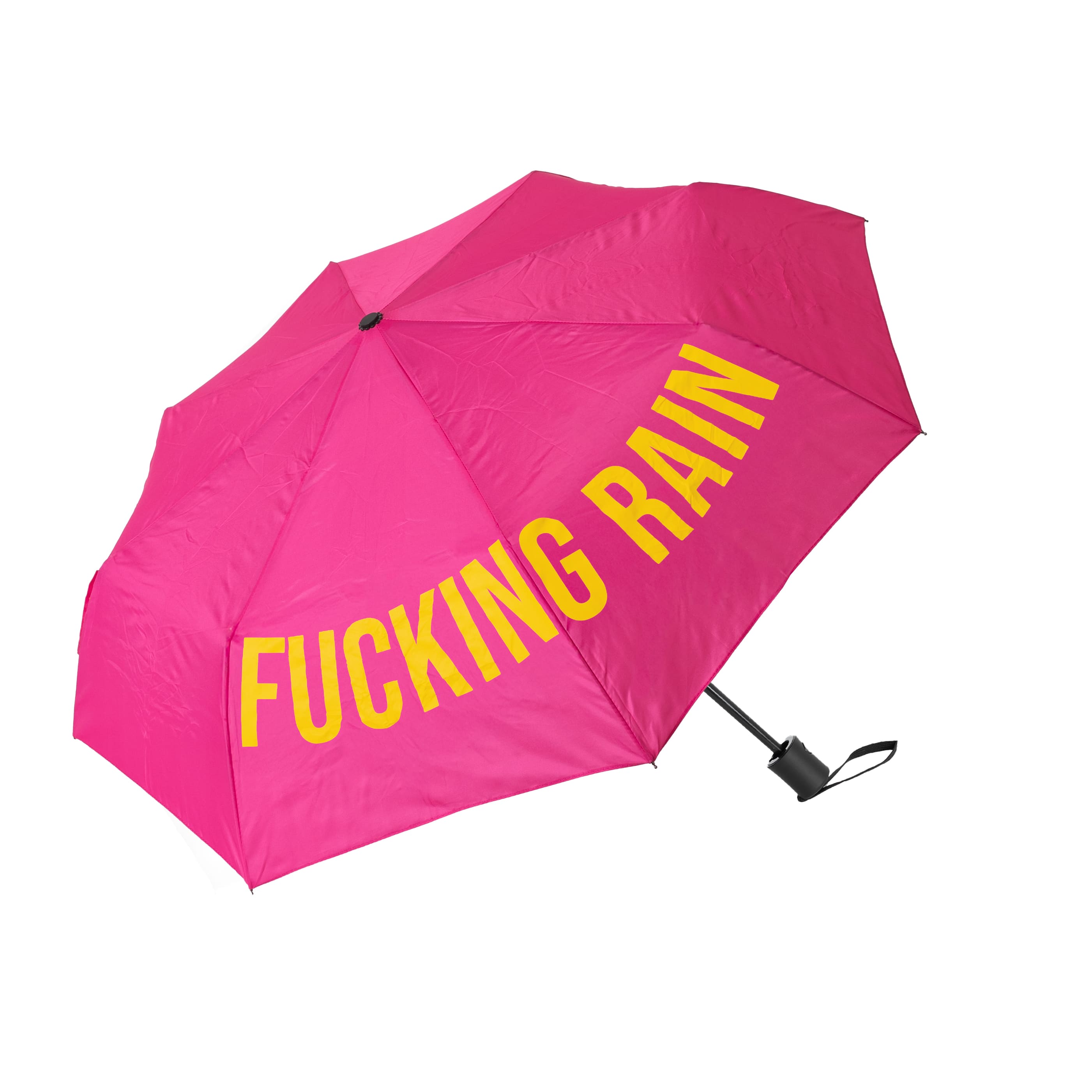 Paraguas plegable "Fucking Rain" rosa