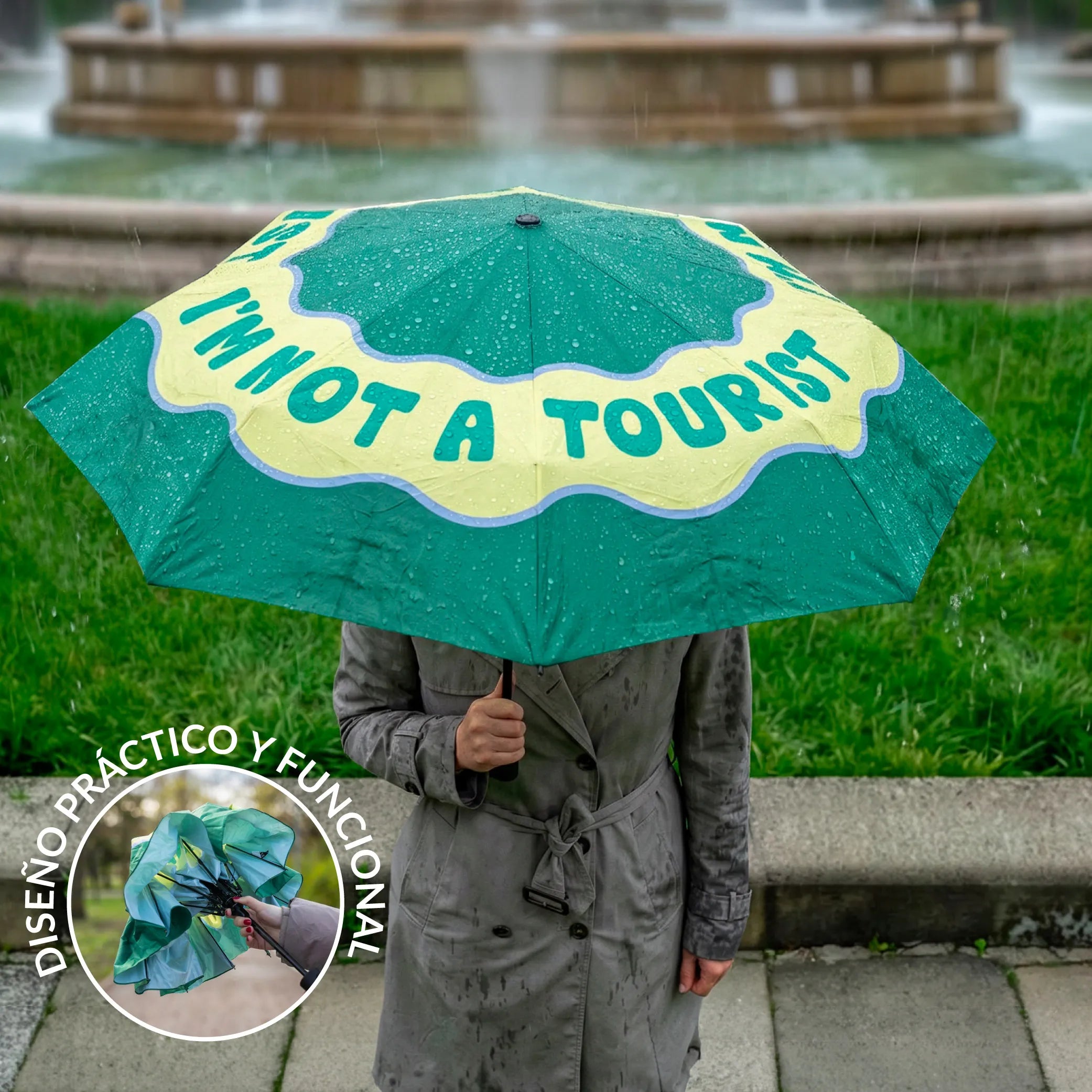 Paraguas plegable "I'm not a tourist"