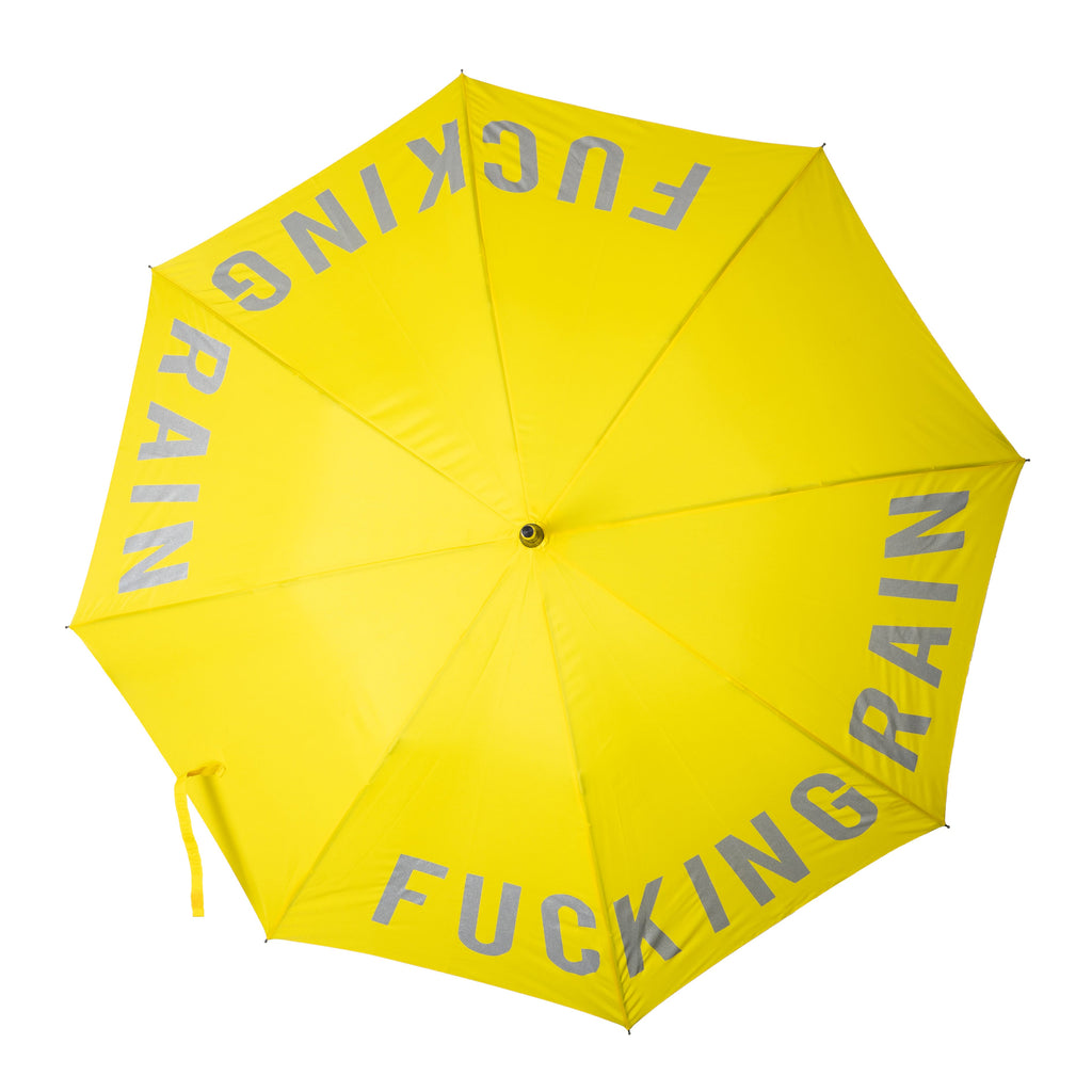 Paraguas "Fucking Rain" amarillo reflectante