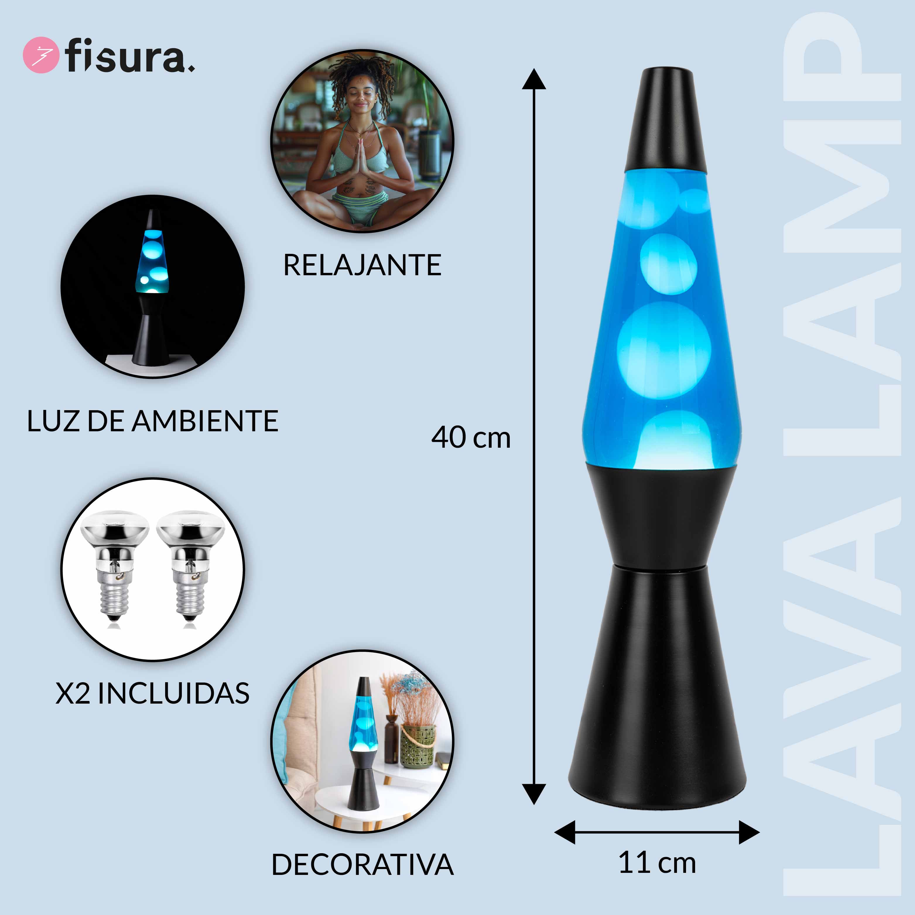 Lámpara de lava "bullet" azul