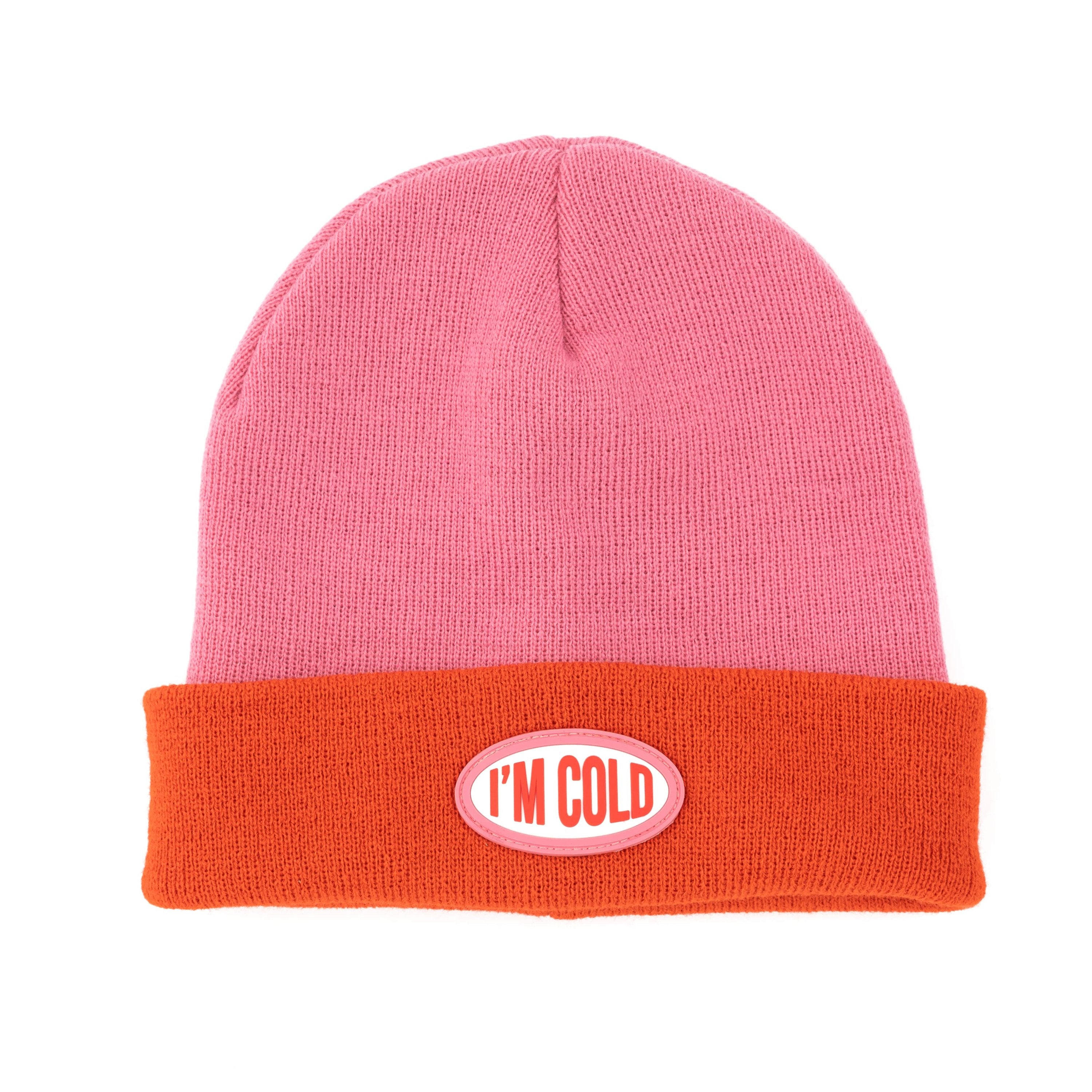 Gorro "I'm cold" rosa y rojo