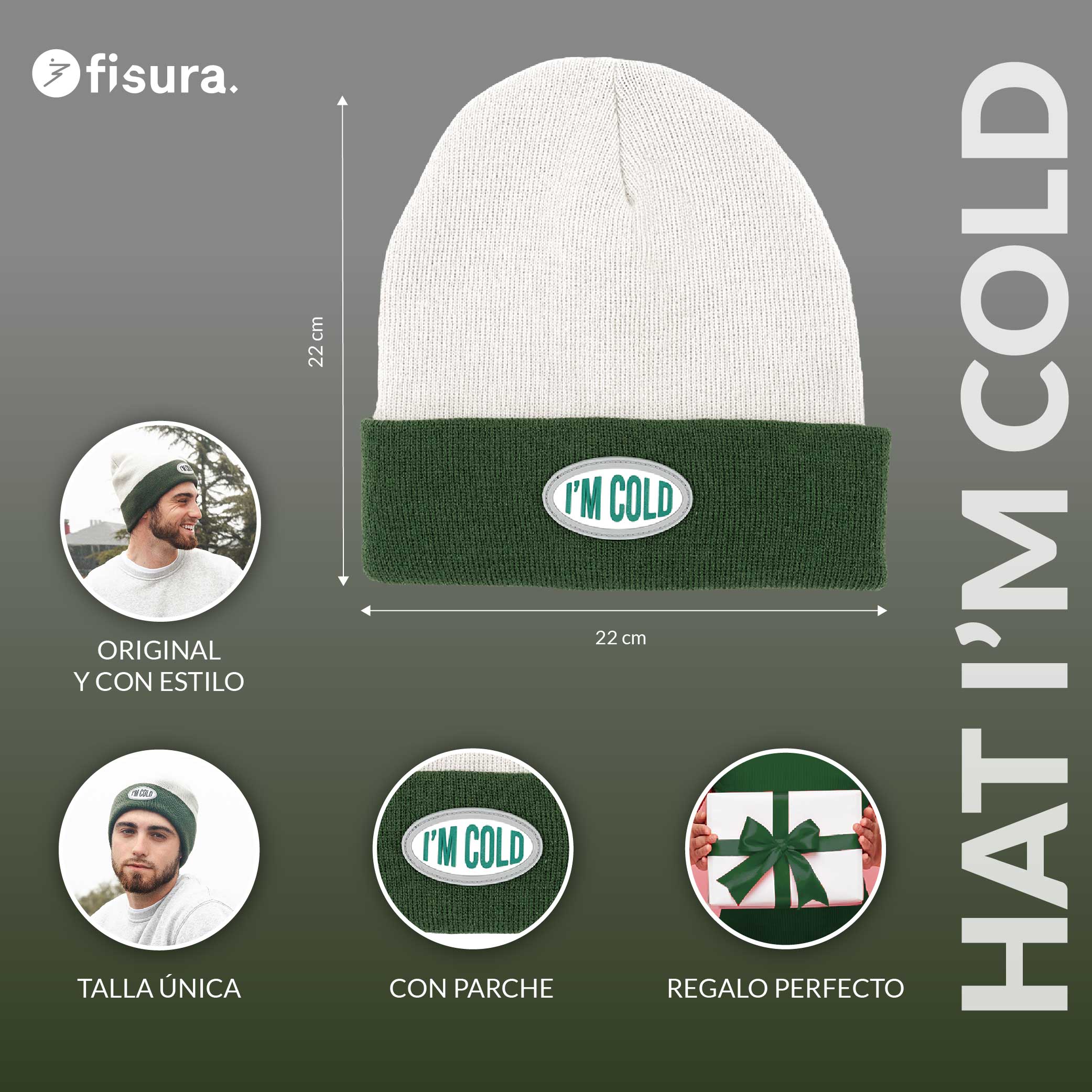 Gorro "I'm cold" gris y verde