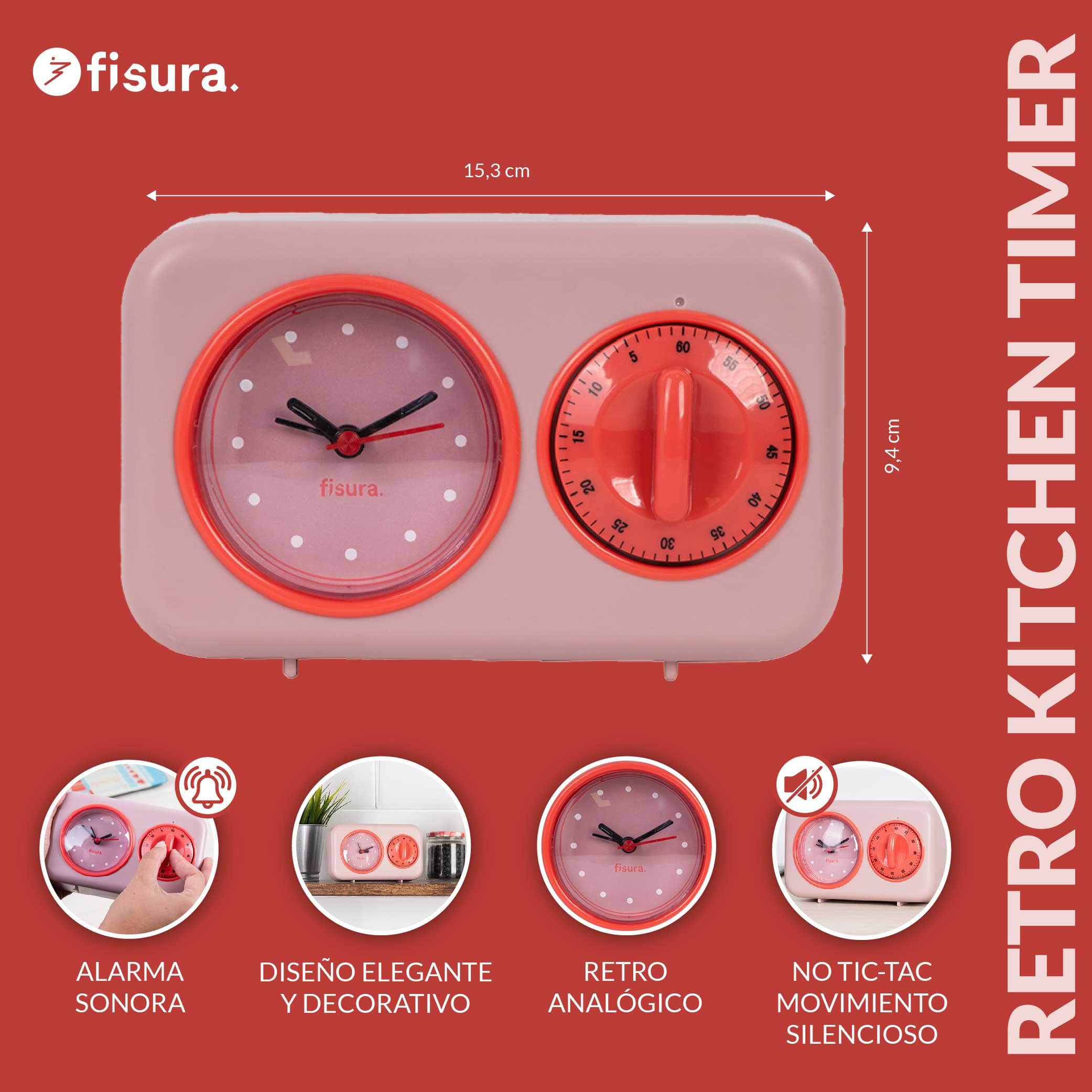 Temporizador de cocina retro - rosa