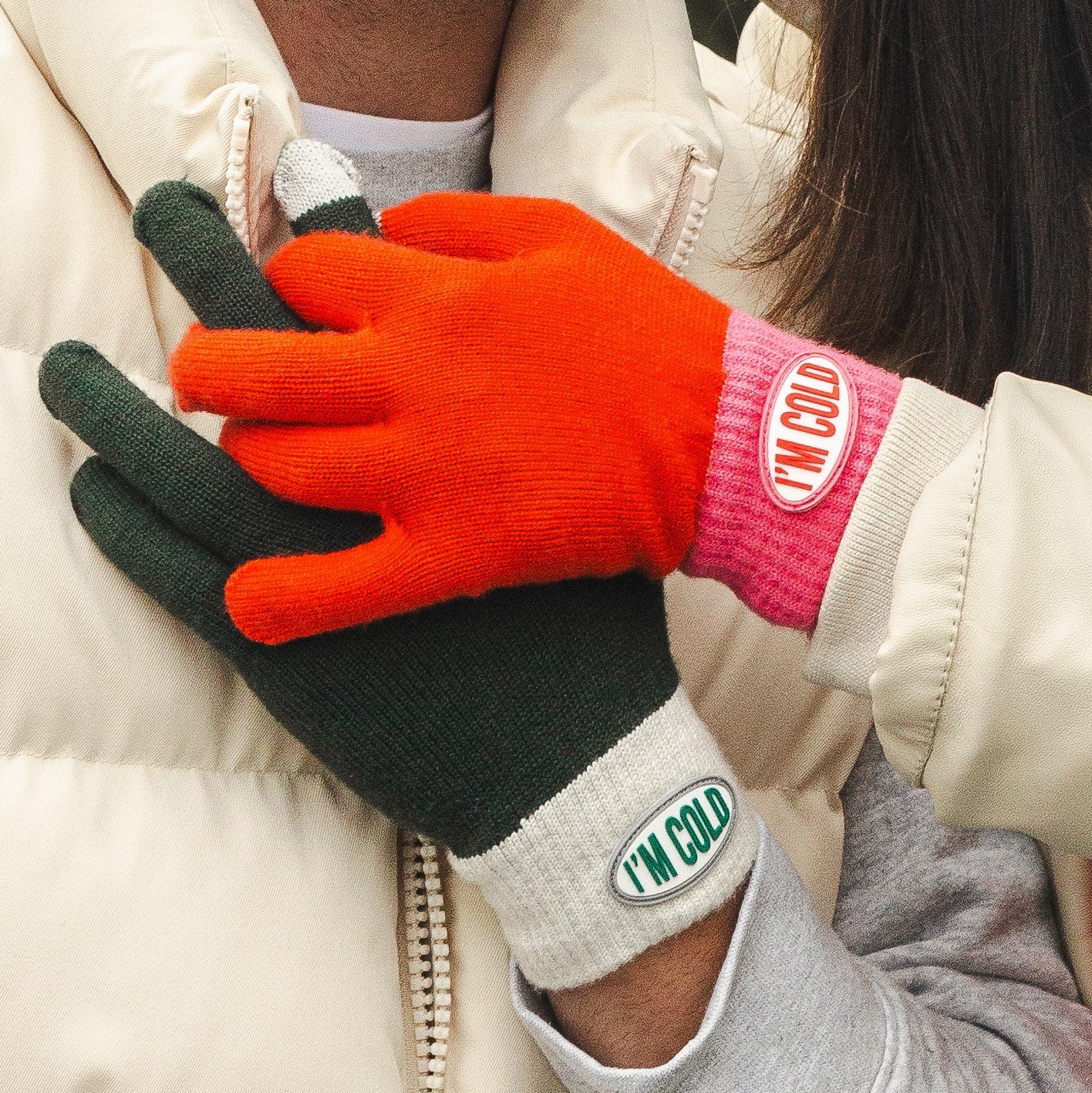 Guantes "I'm cold" verde y gris