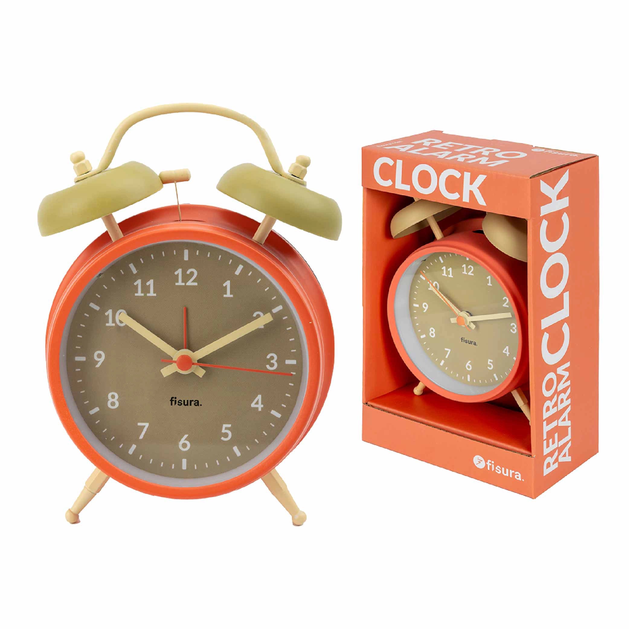Reloj despertador Retro Beige & Naranja