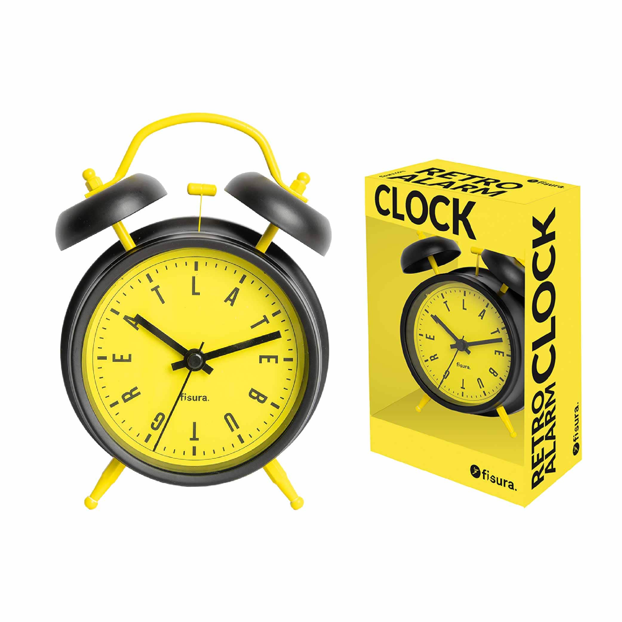 Reloj despertador Retro Amarillo & Negro