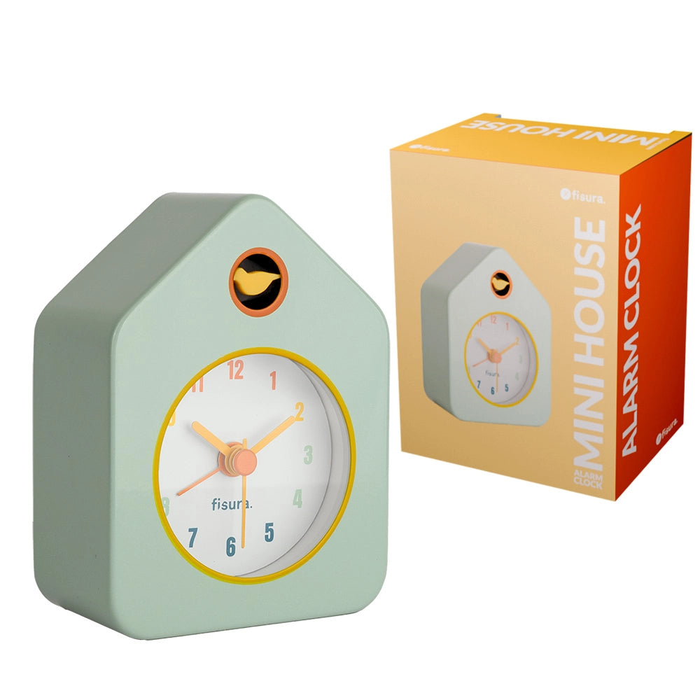 Reloj despertador casita mini verde menta