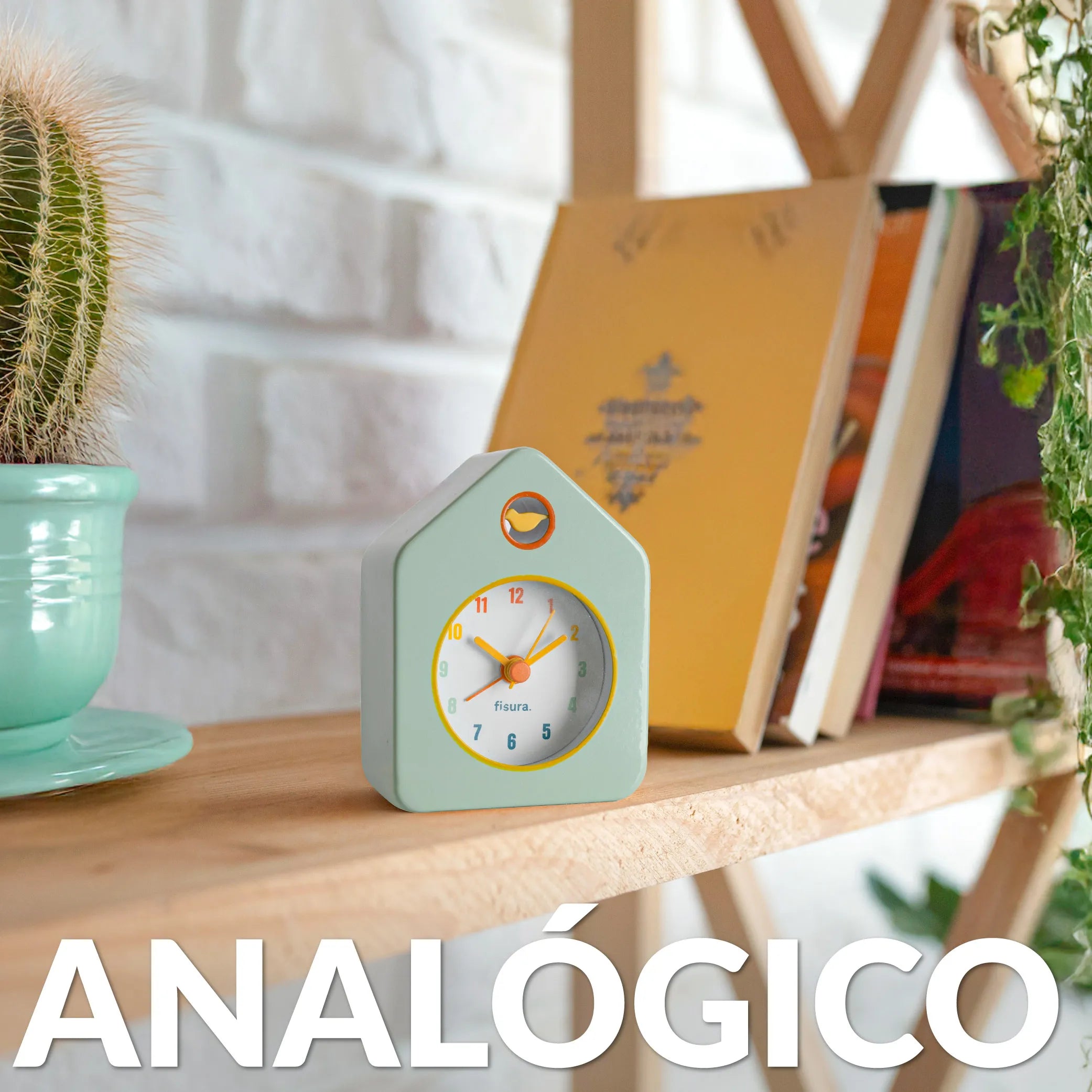 Reloj despertador casita mini verde menta