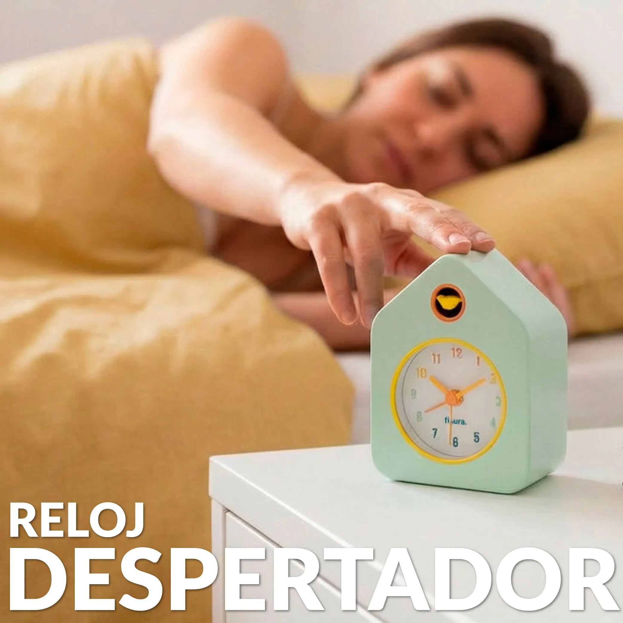 Reloj despertador casita mini verde menta