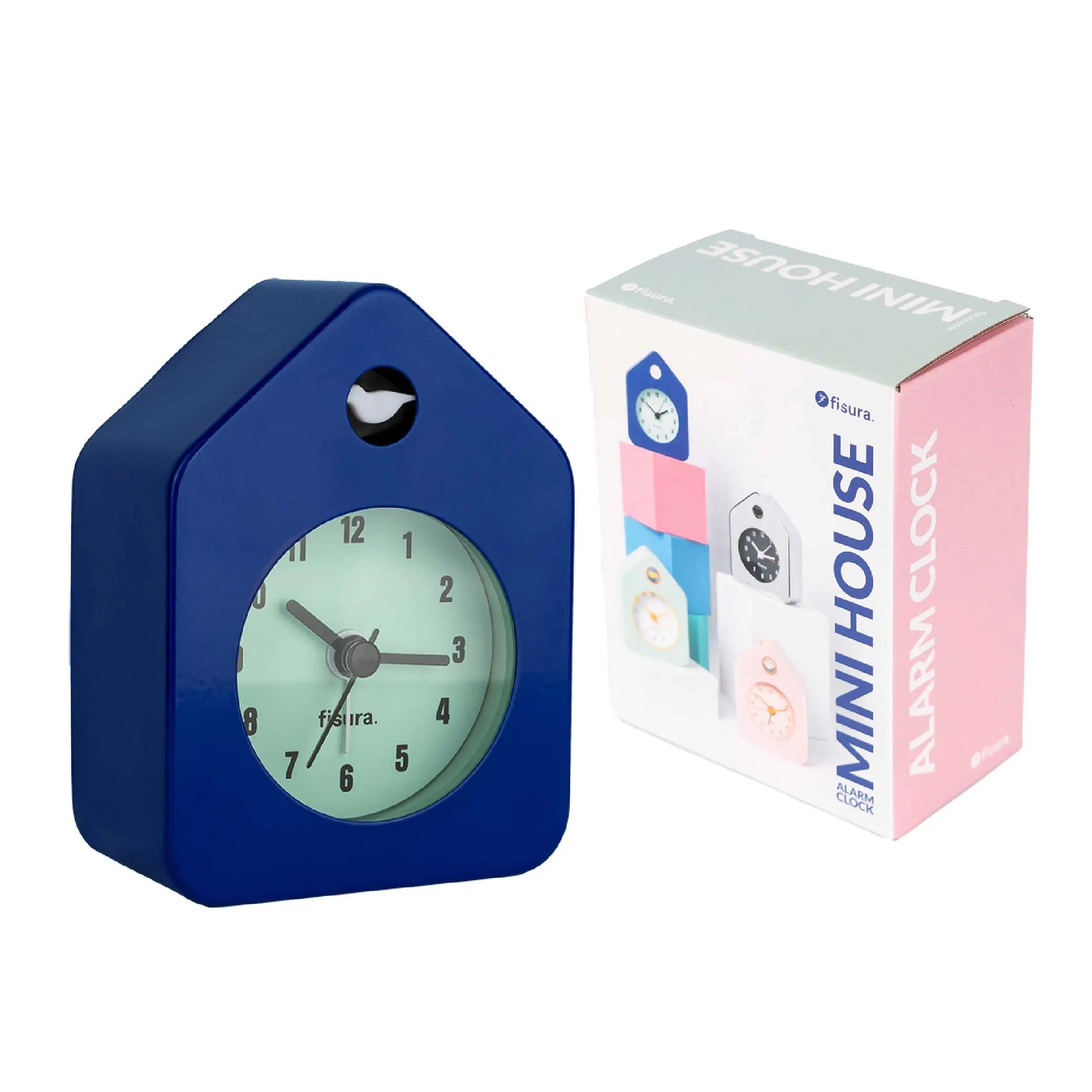 Reloj despertador casita mini azul