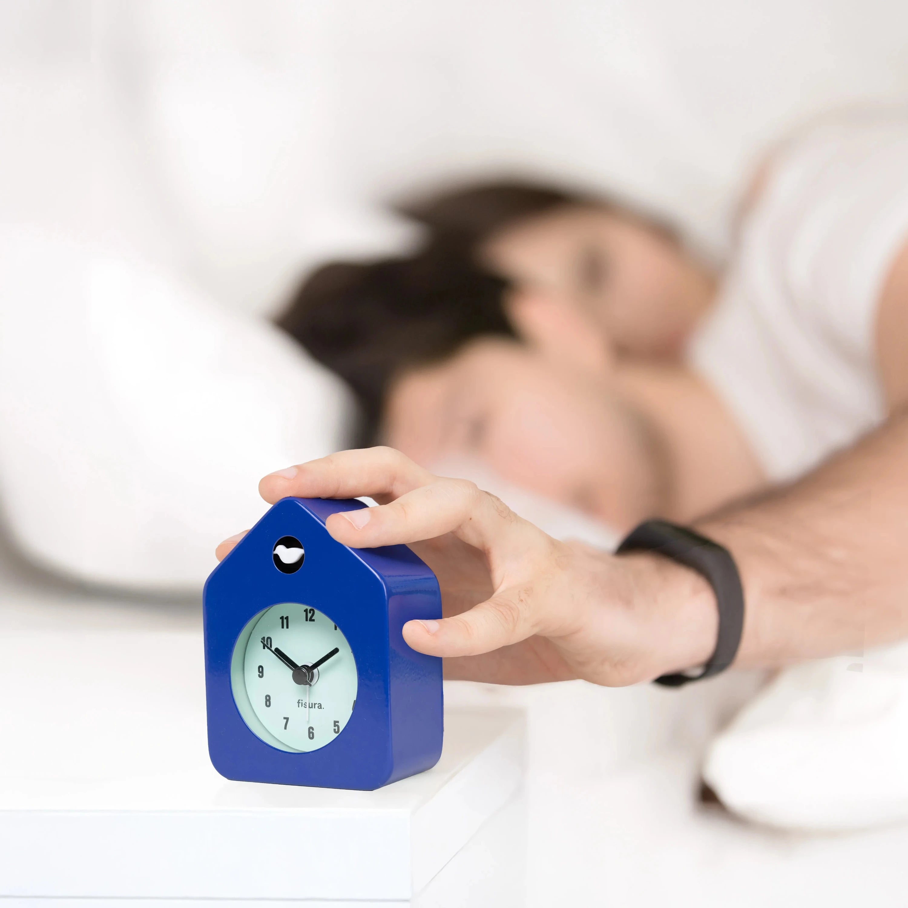 Reloj despertador casita mini azul