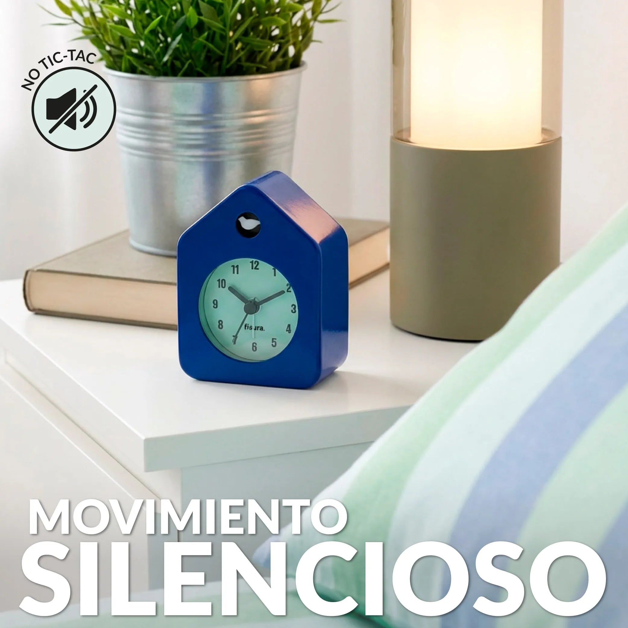Reloj despertador casita mini azul