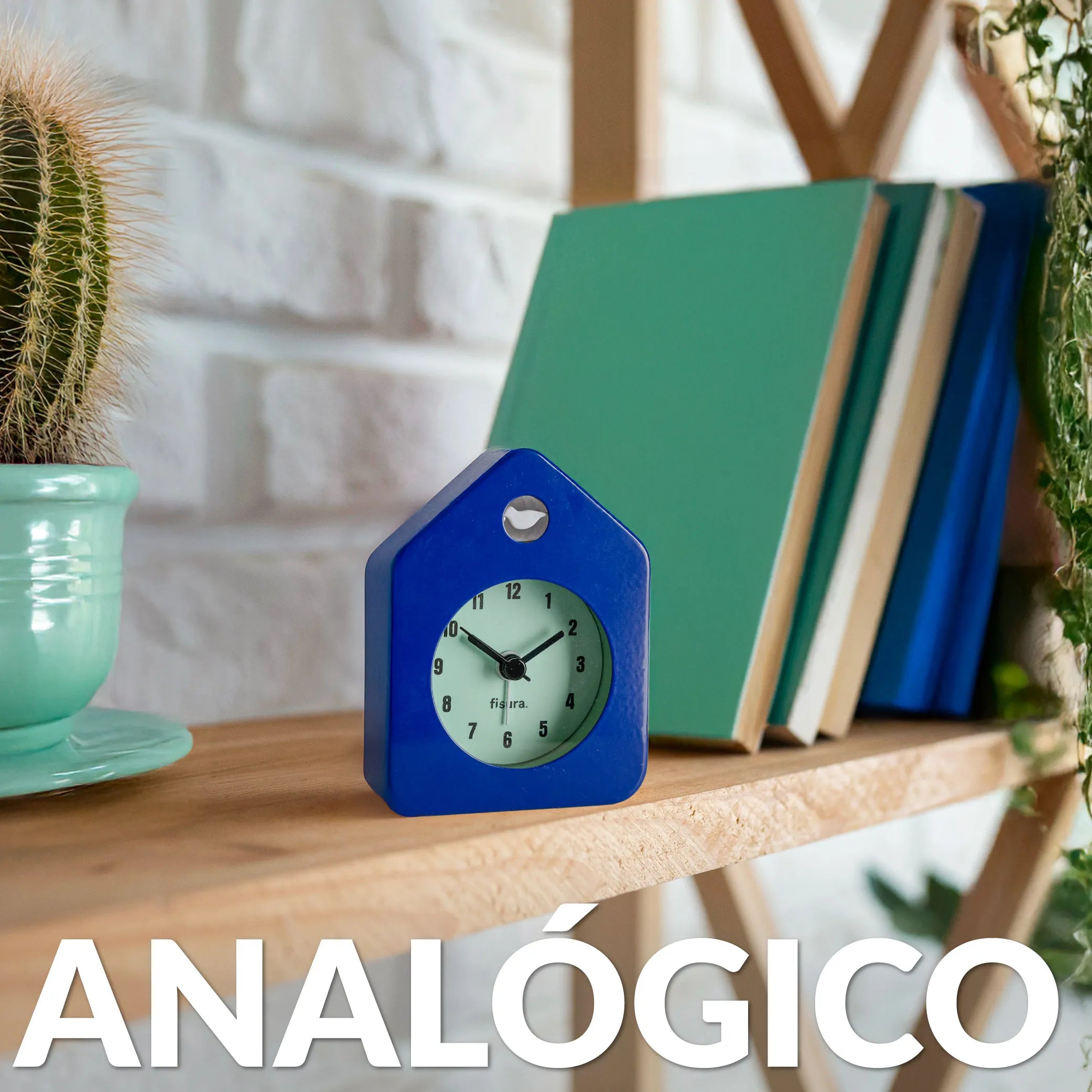 Reloj despertador casita mini azul