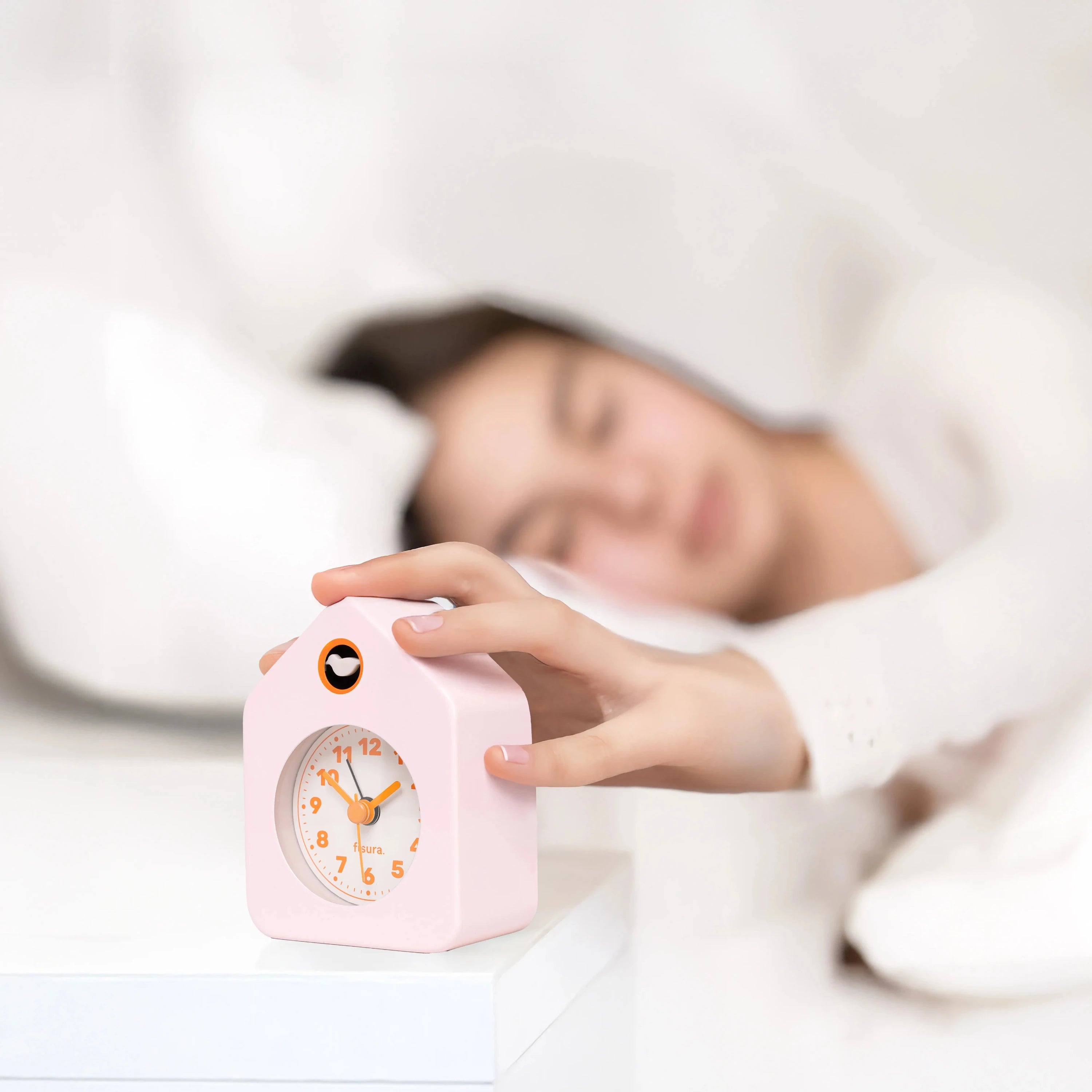 Reloj despertador casita mini rosa