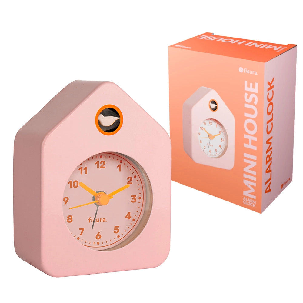 Reloj despertador casita mini rosa