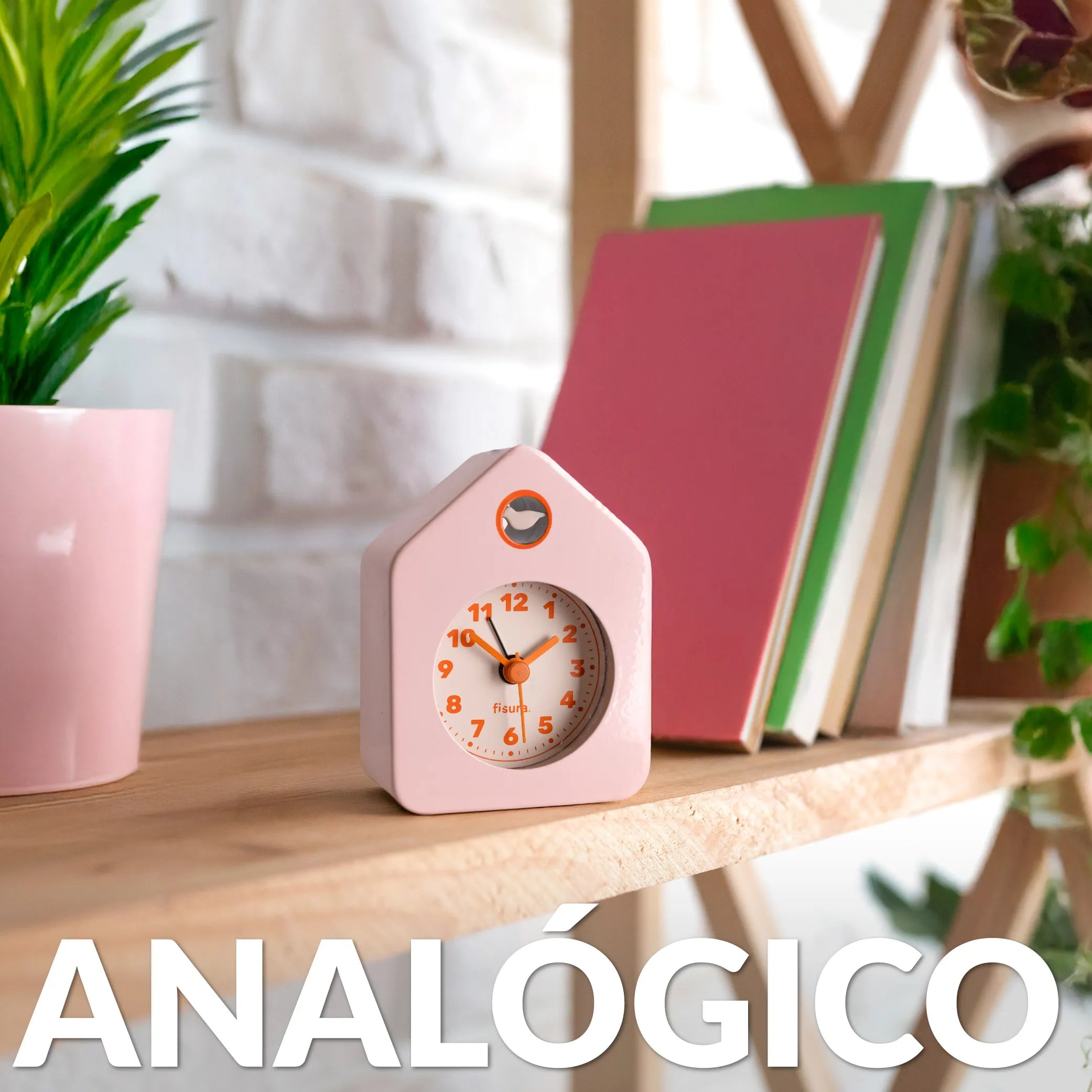 Reloj despertador casita mini rosa