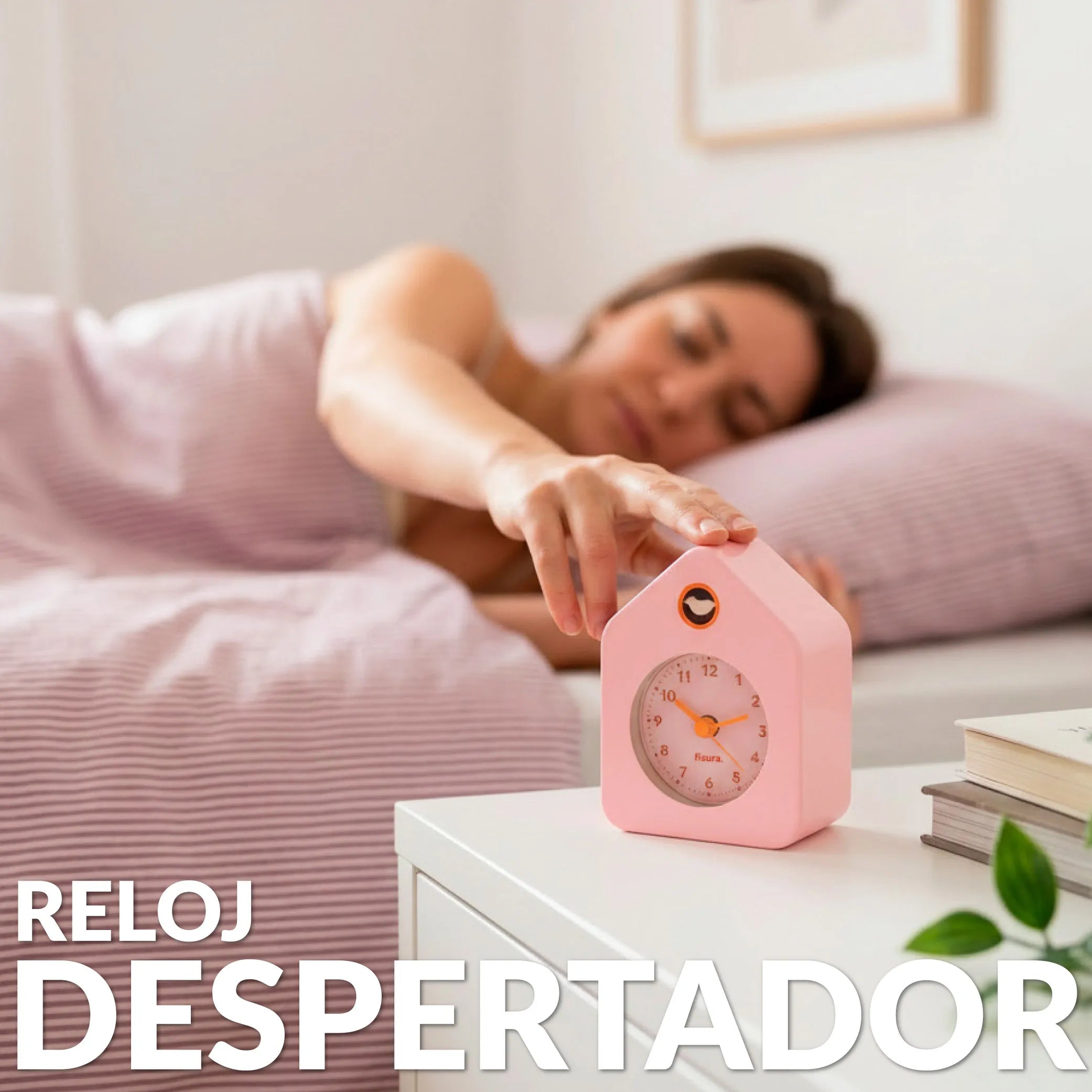 Reloj despertador casita mini rosa