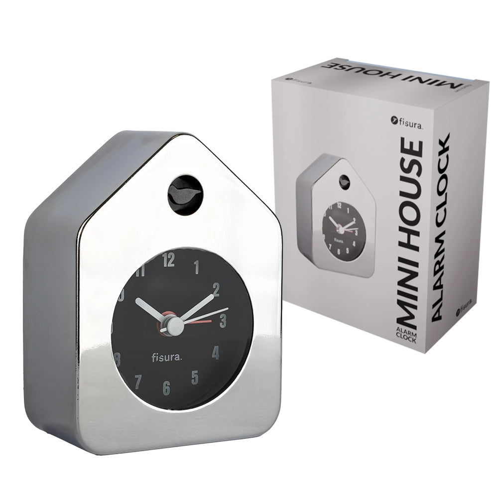 Reloj despertador casita mini cromo