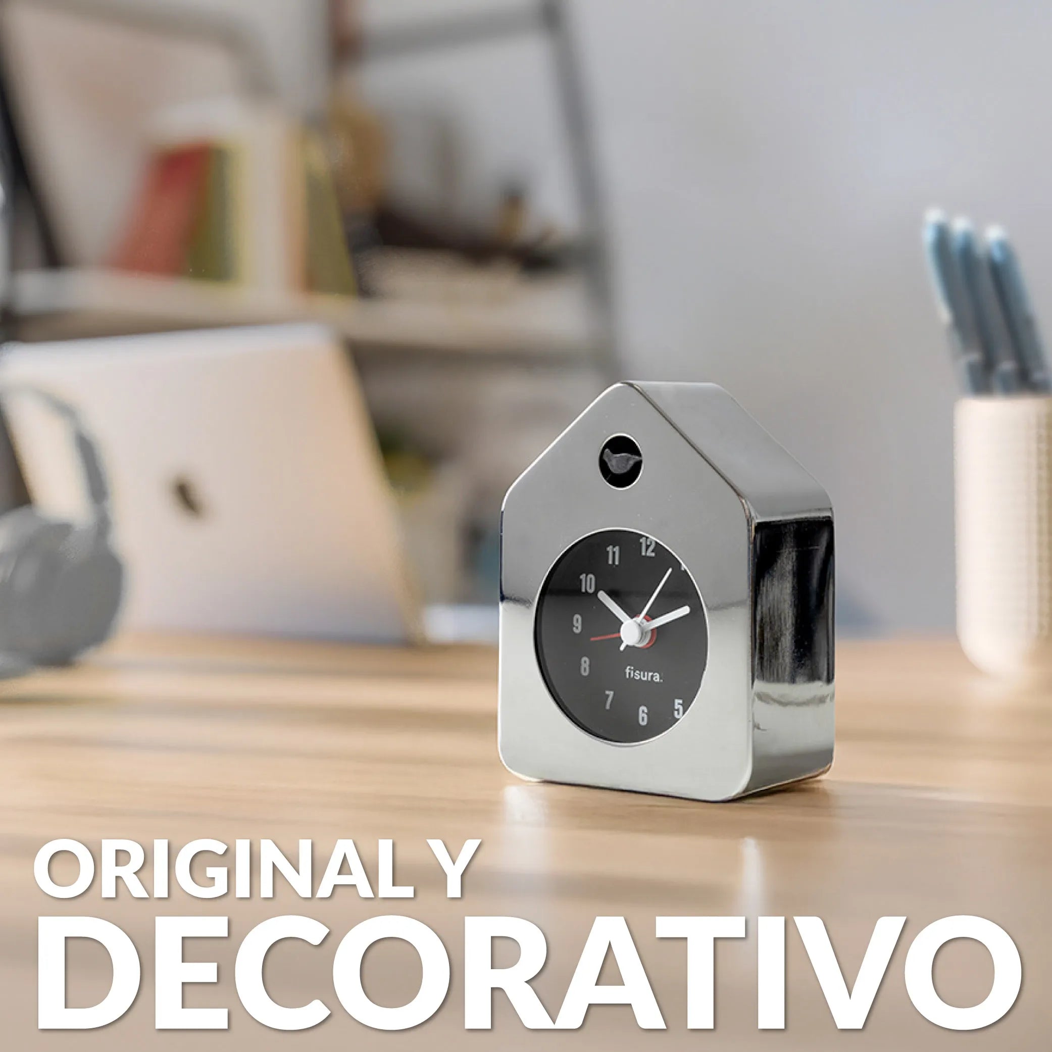Reloj despertador casita mini cromo