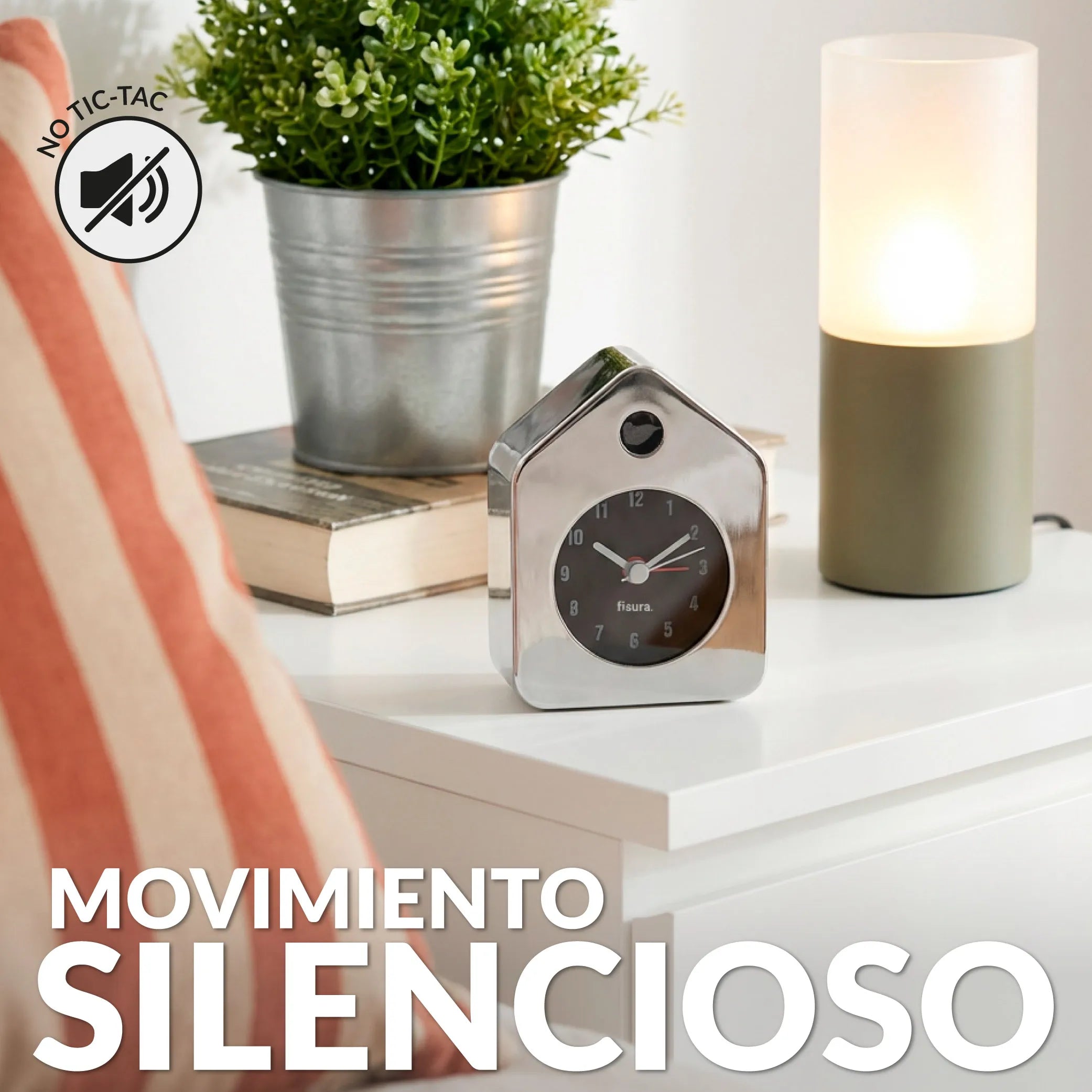 Reloj despertador casita mini cromo