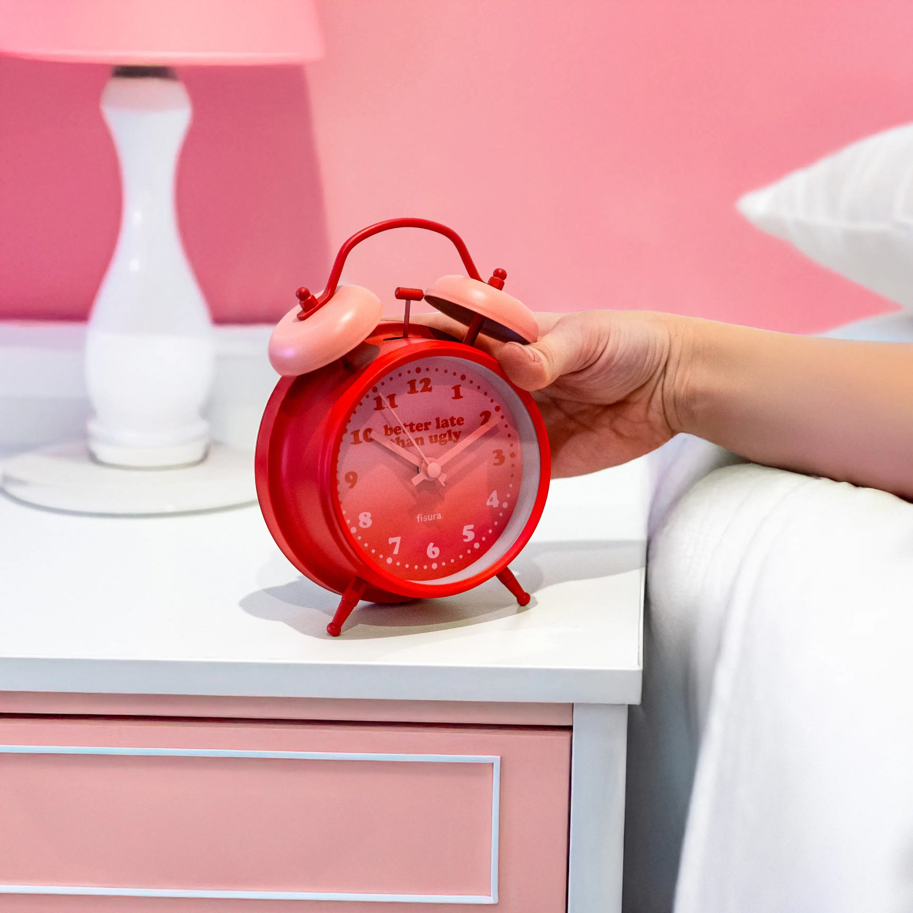 Reloj despertador Retro "Better late than ugly"