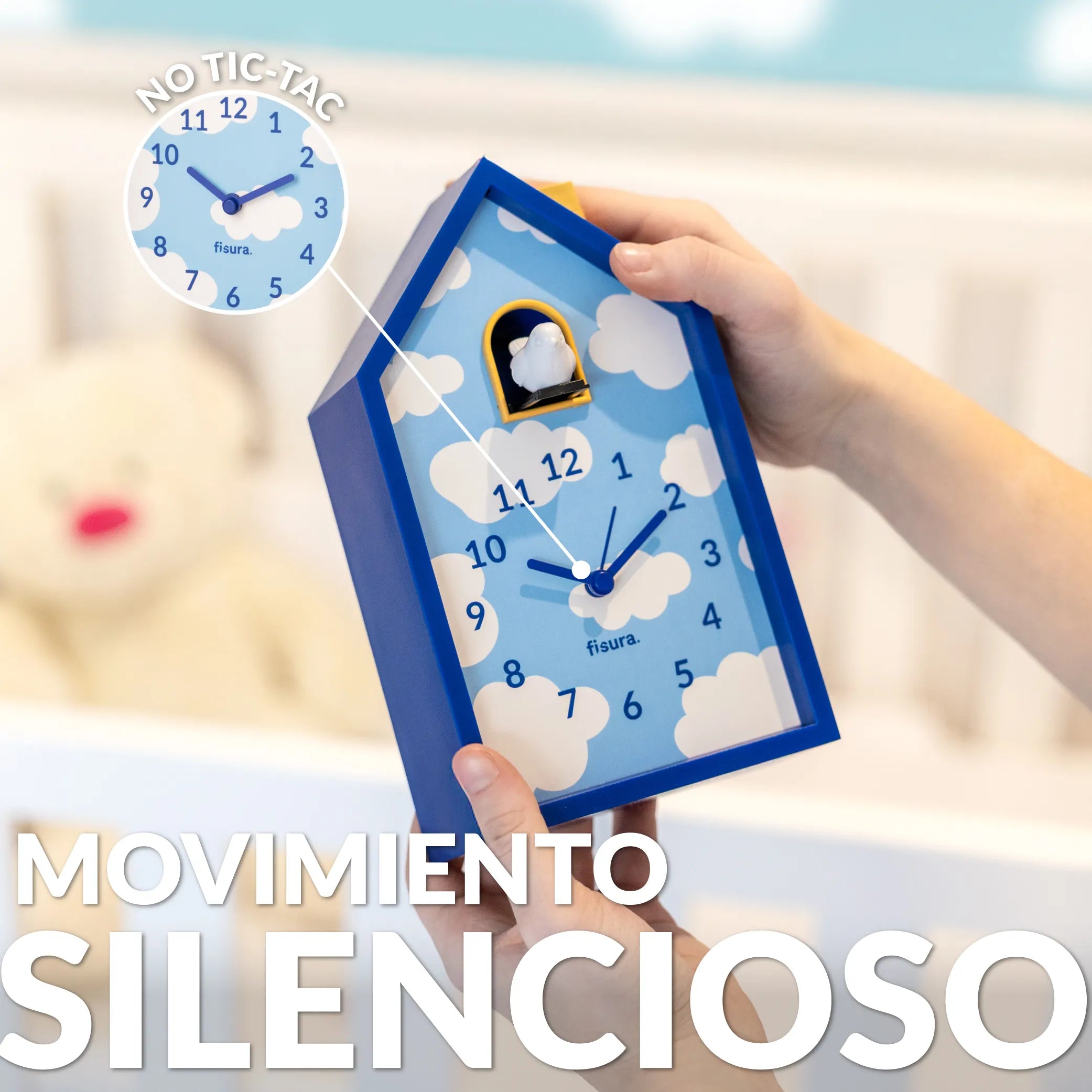 Reloj despertador cuco casita nubes