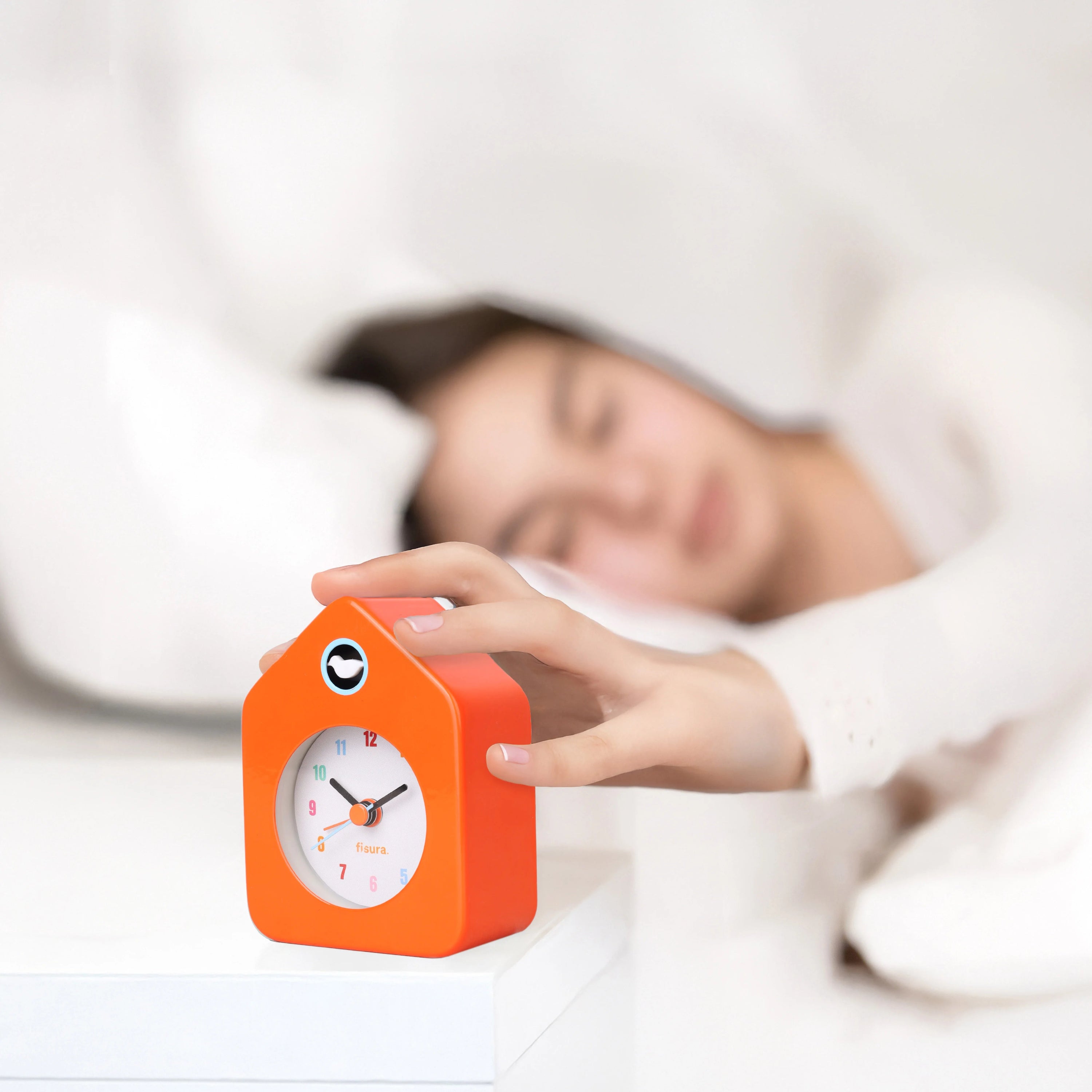 Reloj despertador casita mini naranja