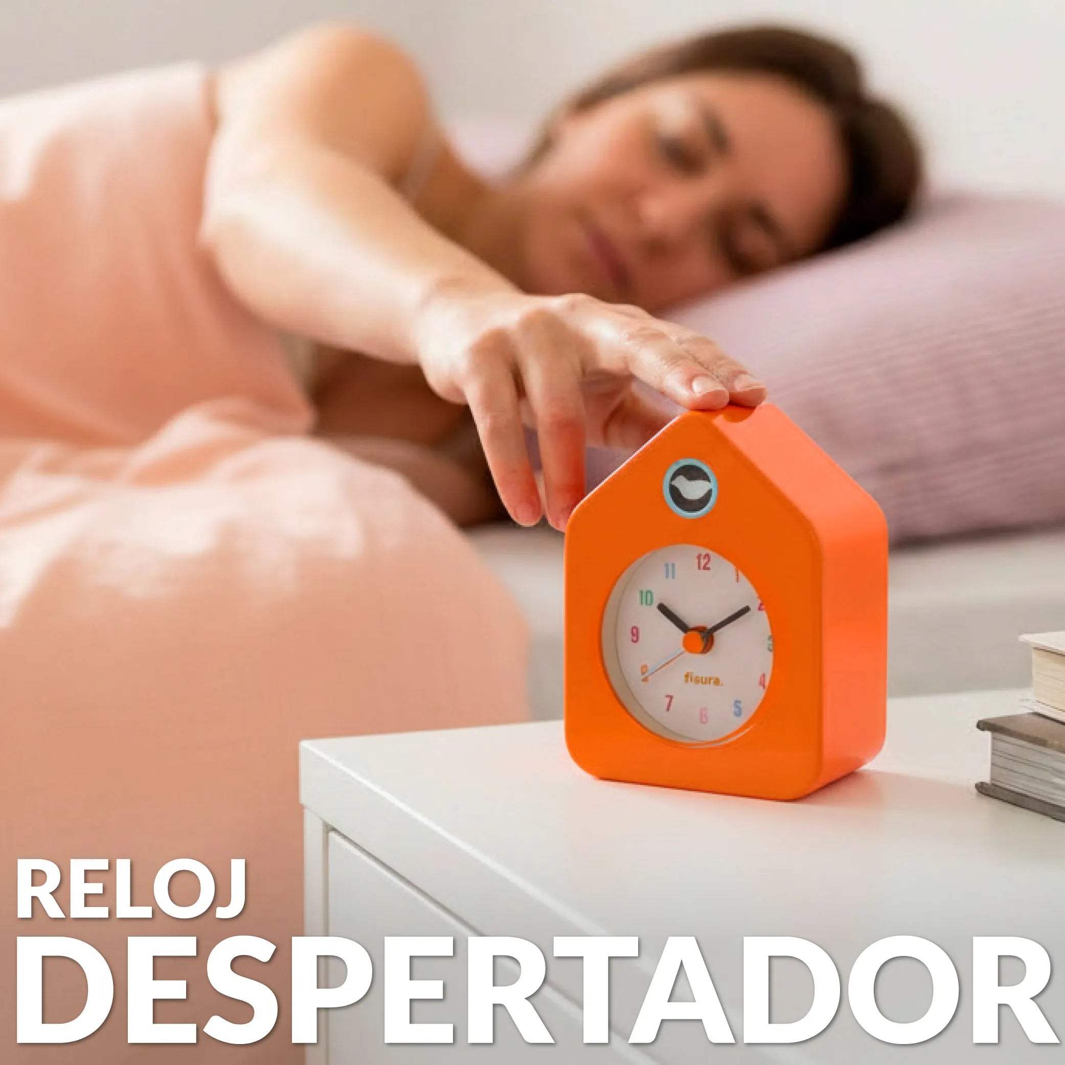 Reloj despertador casita mini naranja