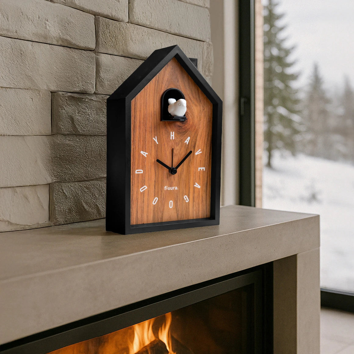 Reloj despertador cuco casita madera