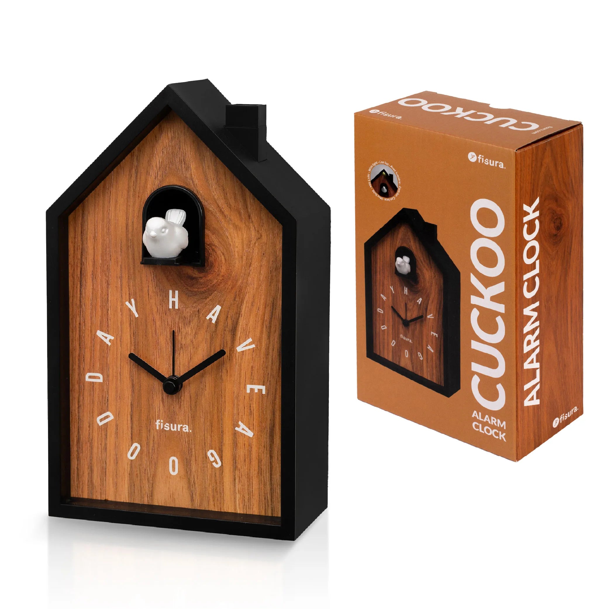 Reloj despertador cuco casita madera