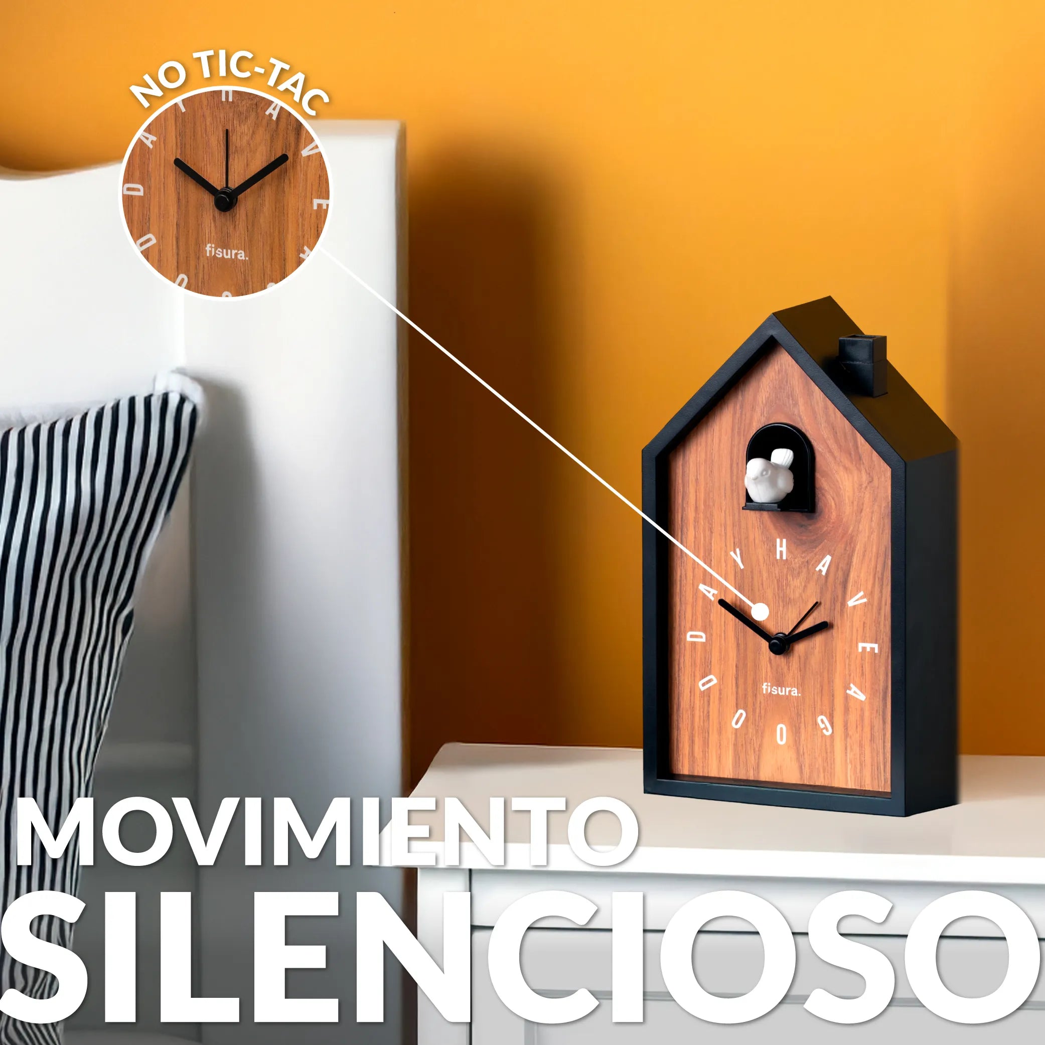 Reloj despertador cuco casita madera