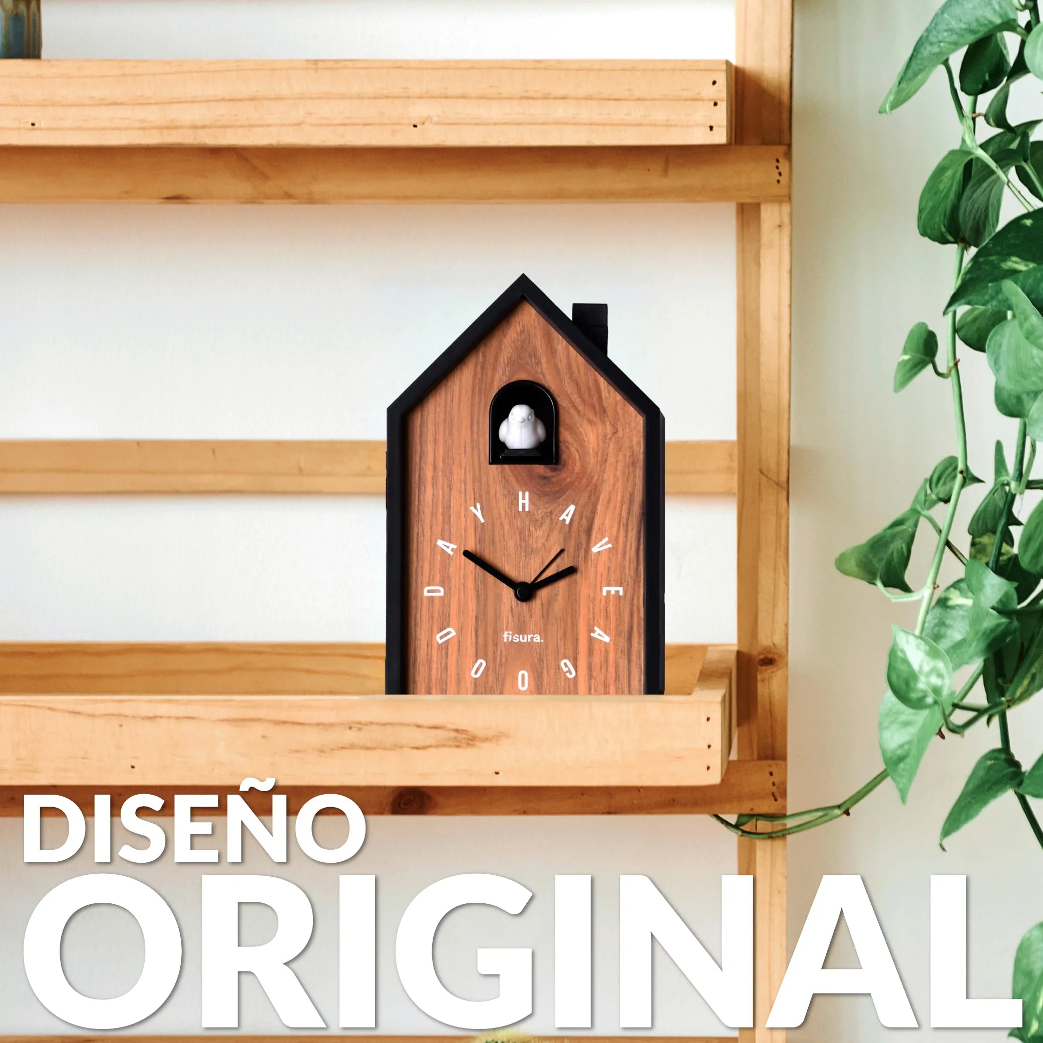 Reloj despertador cuco casita madera