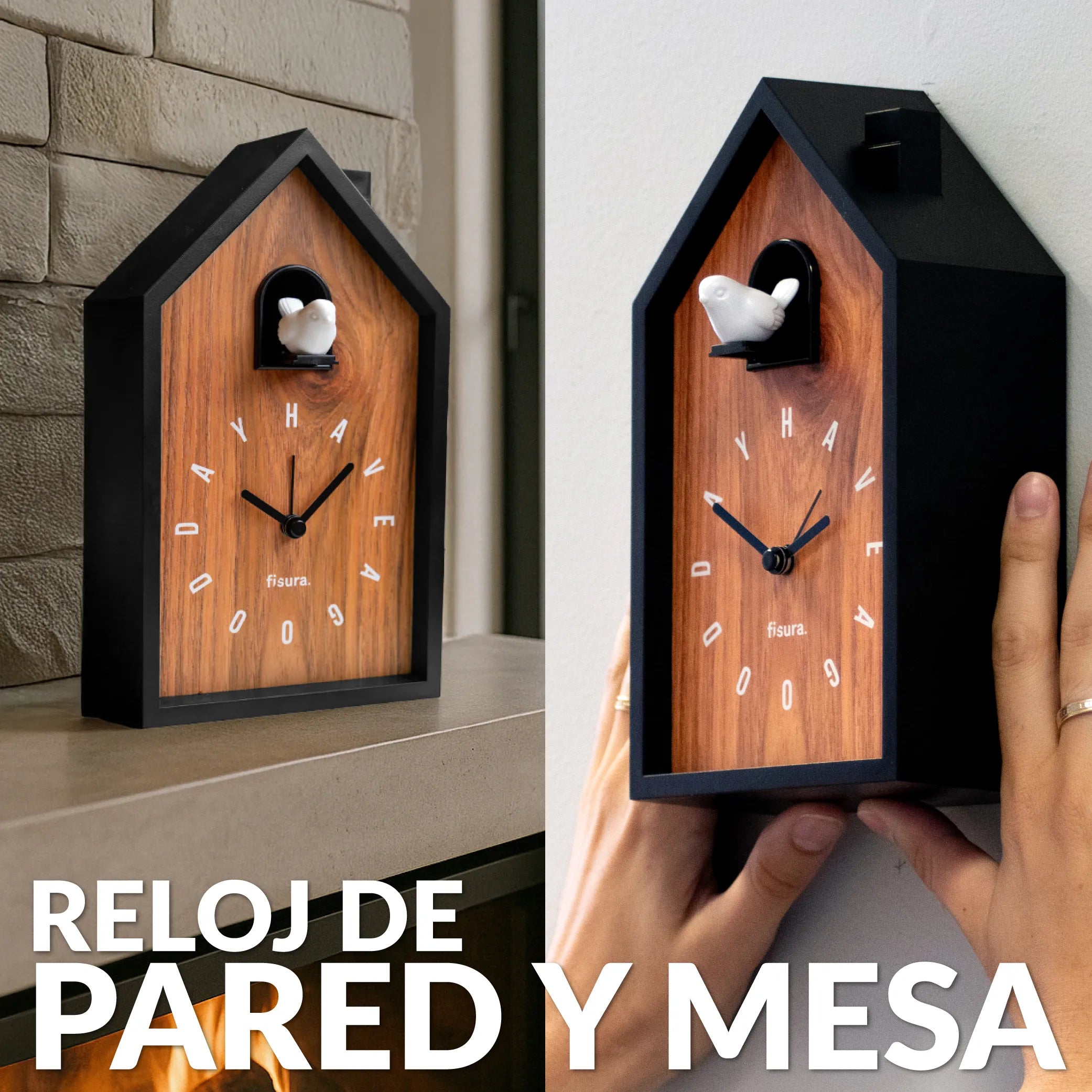 Reloj despertador cuco casita madera