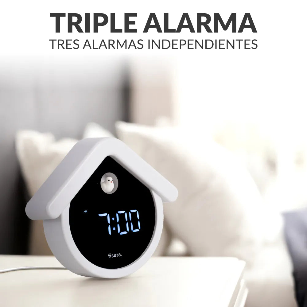 Reloj cuco digital blanco y negro