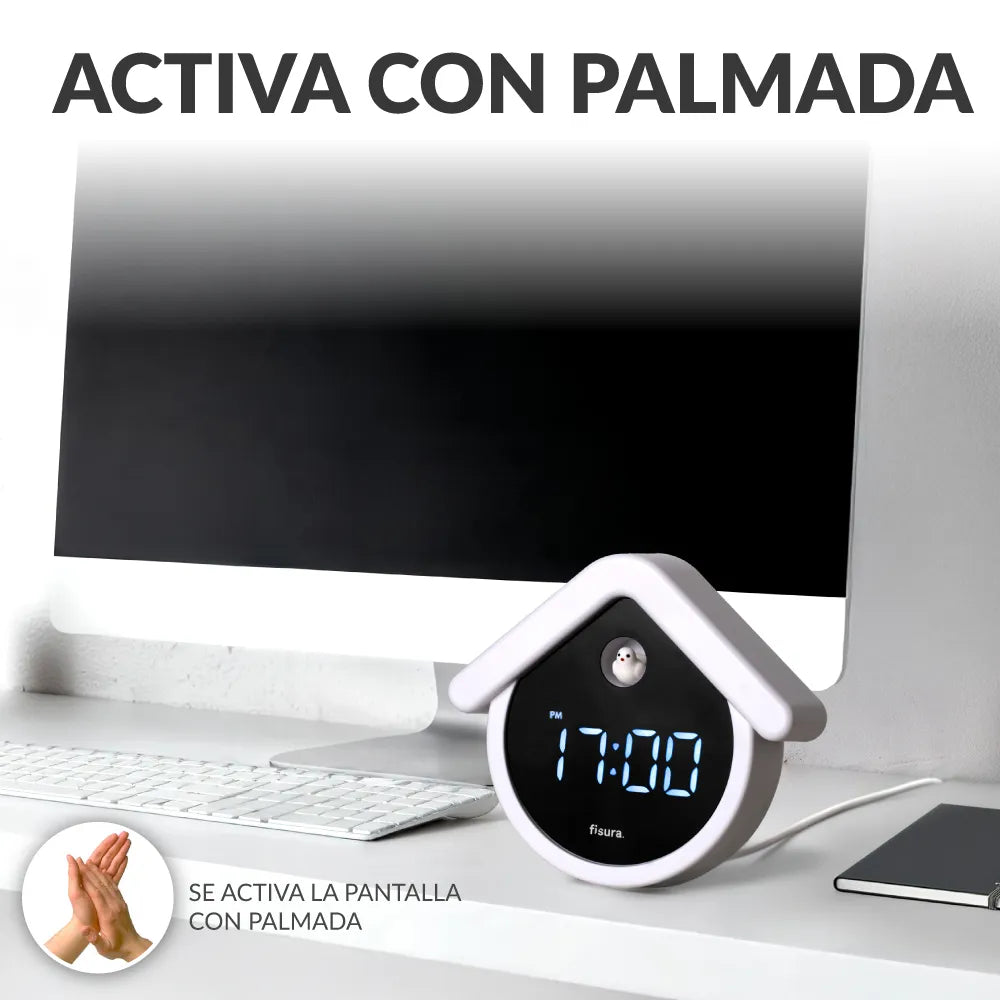 Reloj cuco digital blanco y negro
