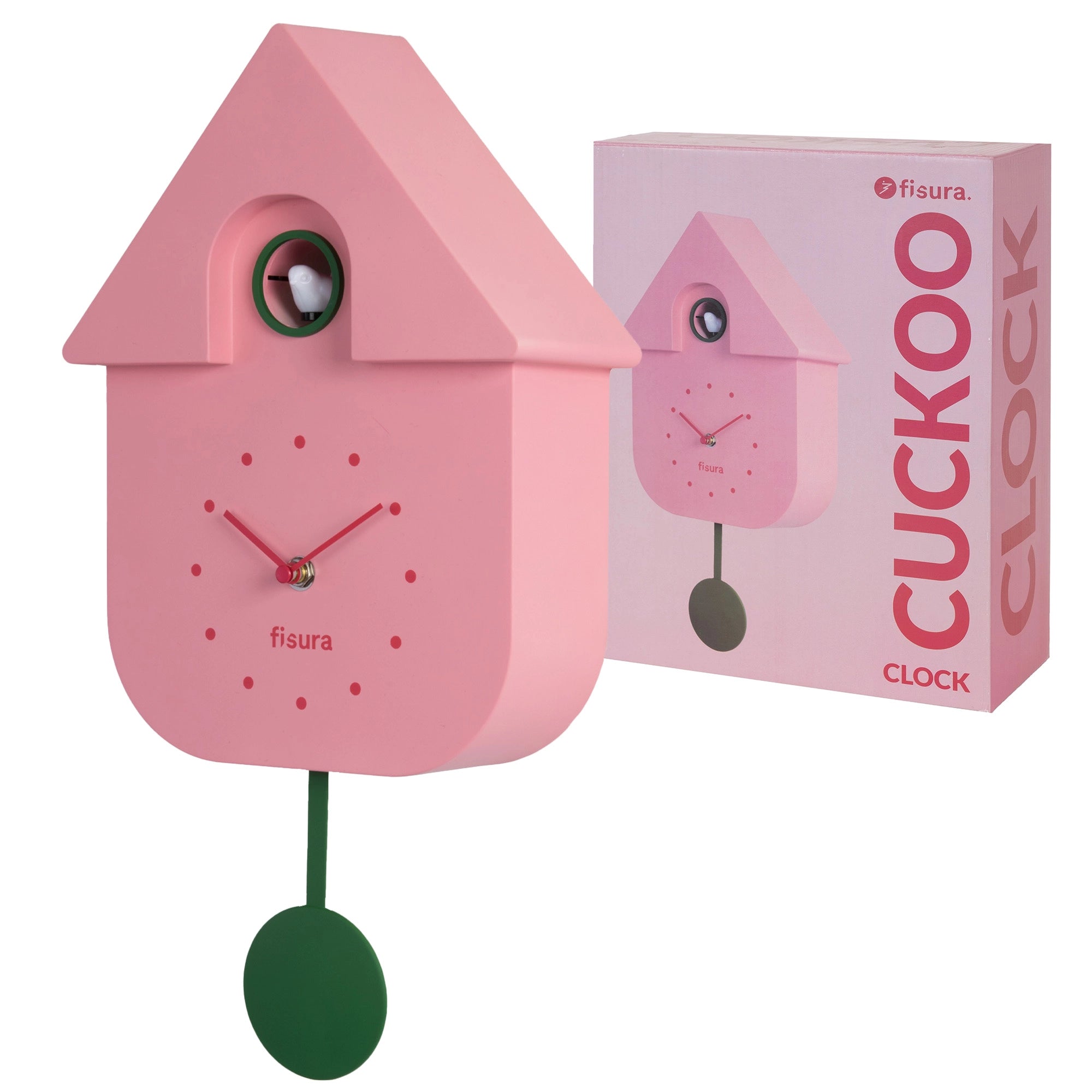 Reloj de cuco rosa y verde