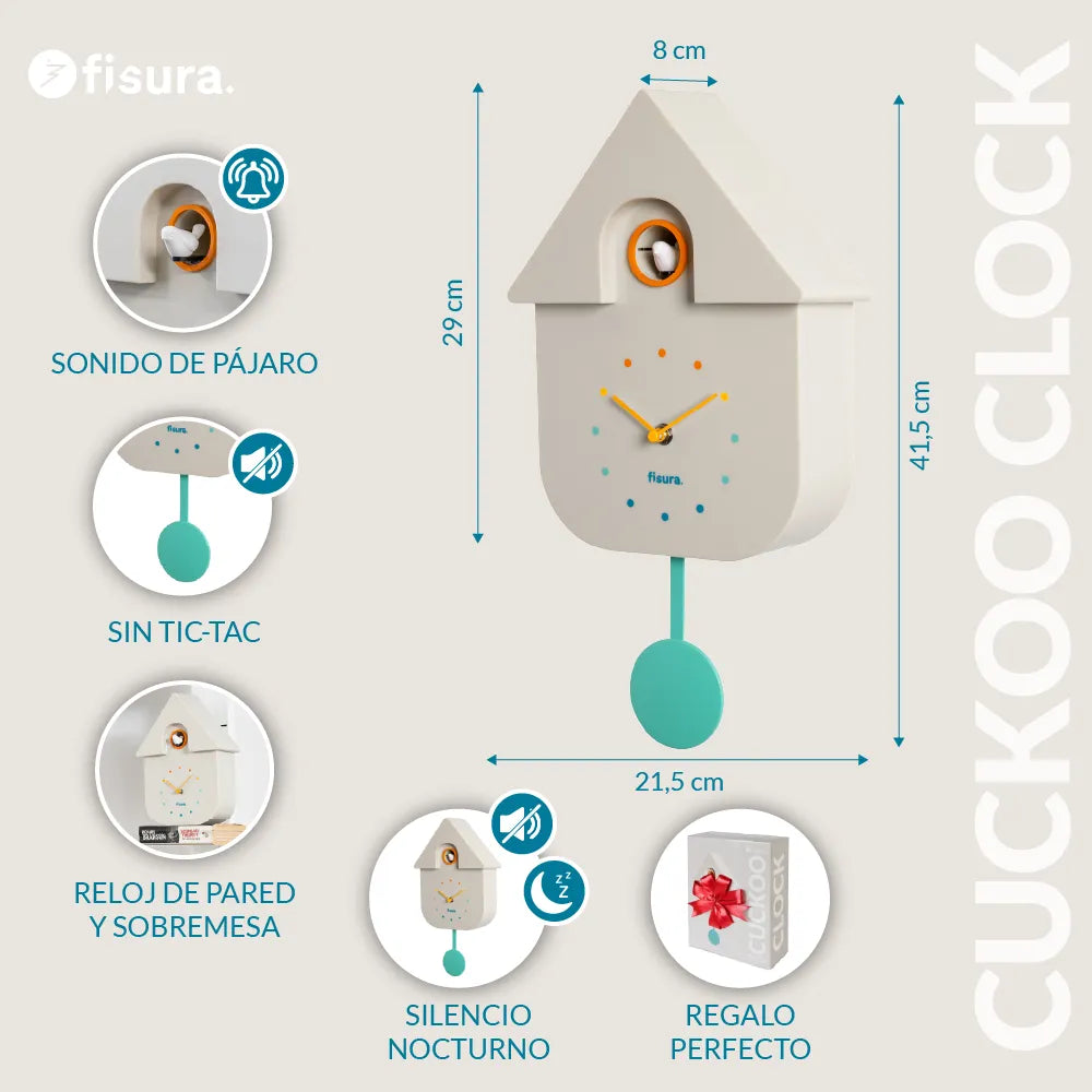 Reloj de cuco blanco con dial multicolor 