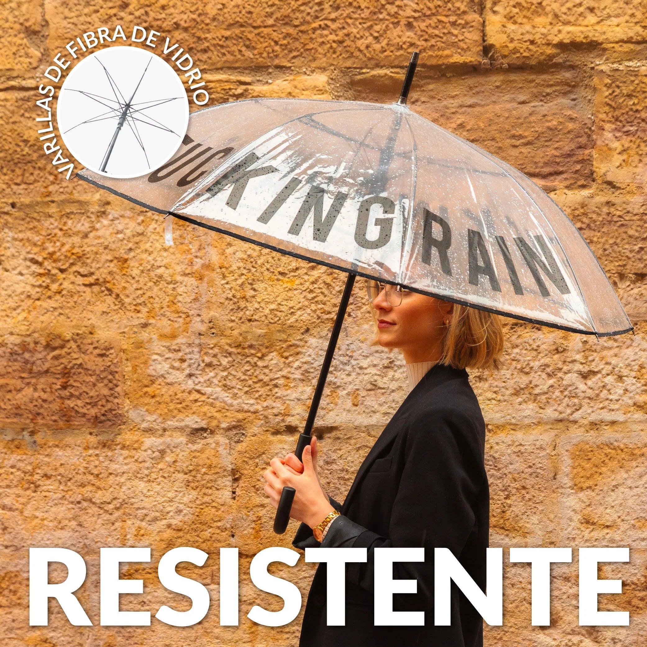Paraguas transparente "Fucking Rain"