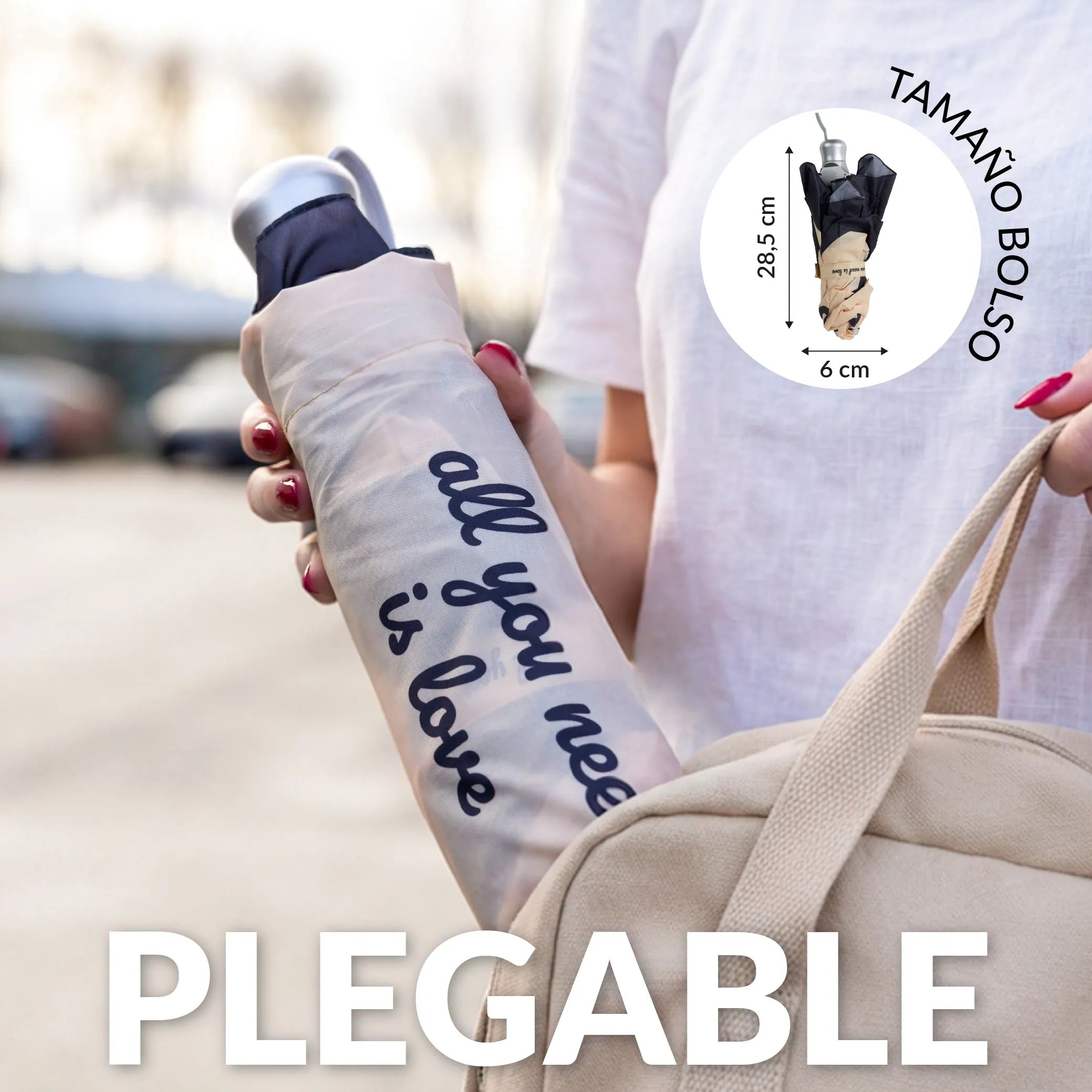 Paraguas plegable doble "All you need is love"