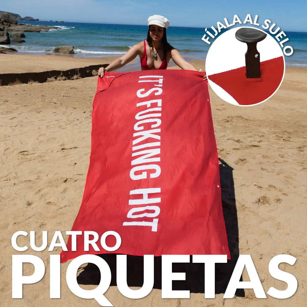 Toalla playa "it's fucking hot" rojo