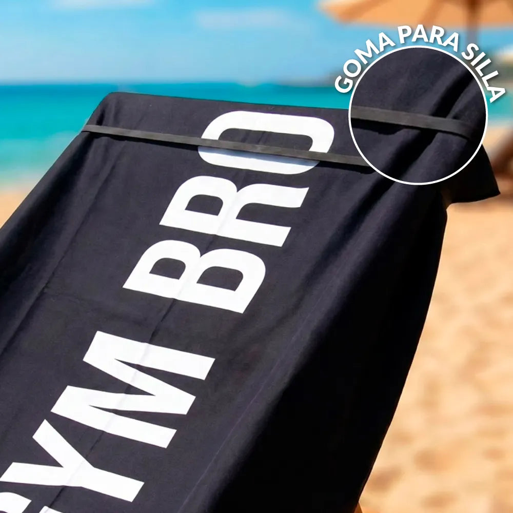 Toalla playa "gym bro" negro y blanco