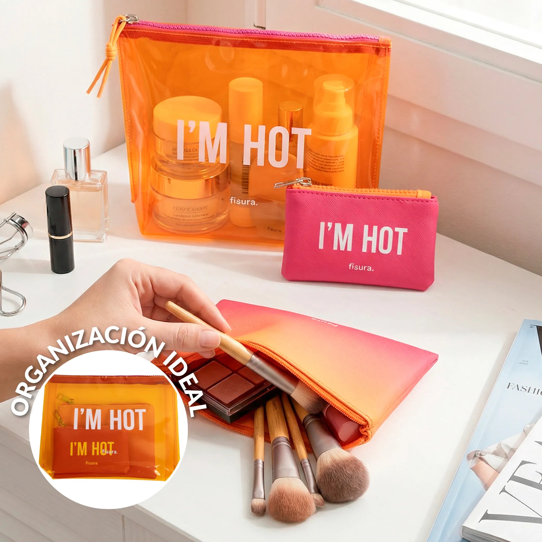 Trousse de toilette triple “I’m hot”