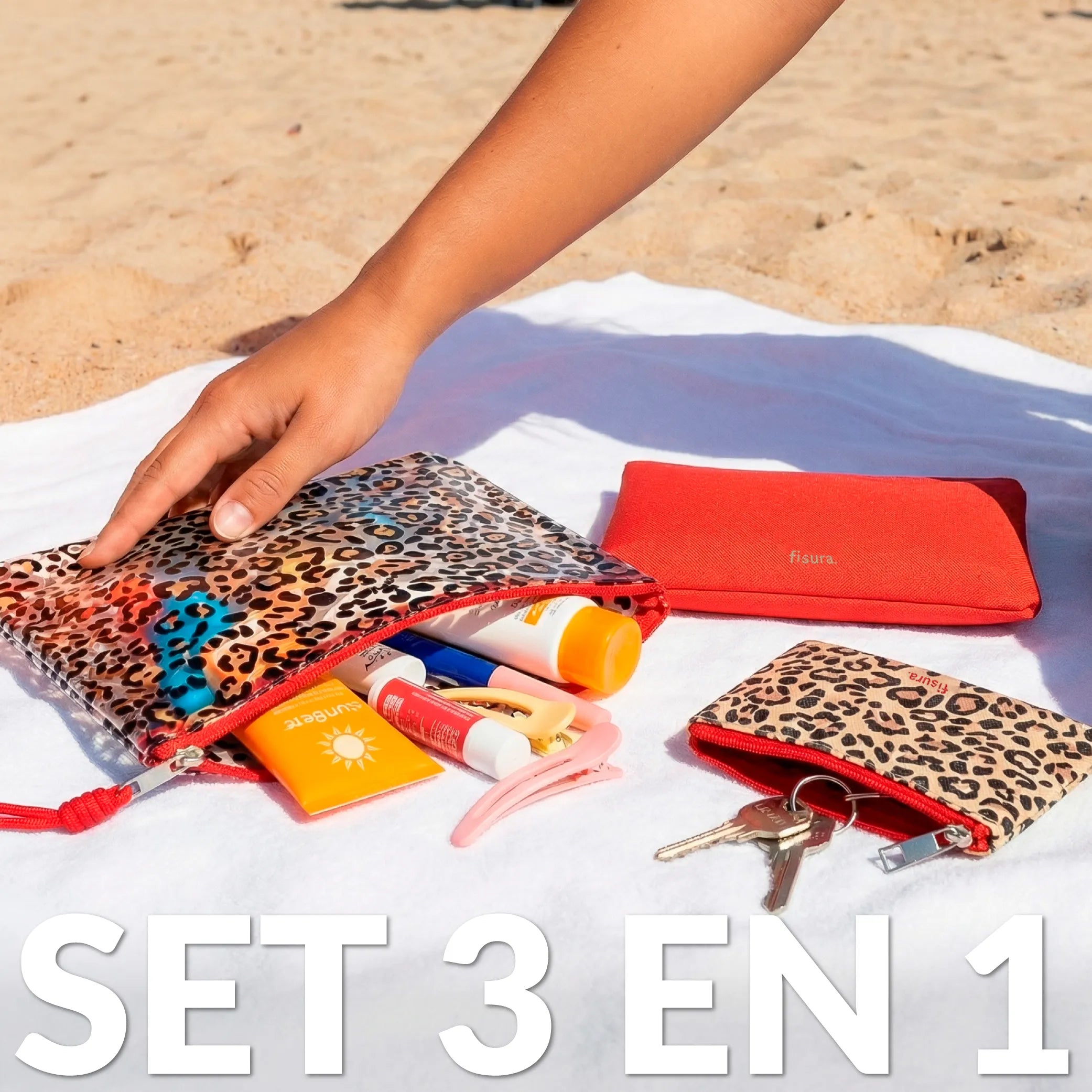 Trousse de toilette triple “Leopardo”