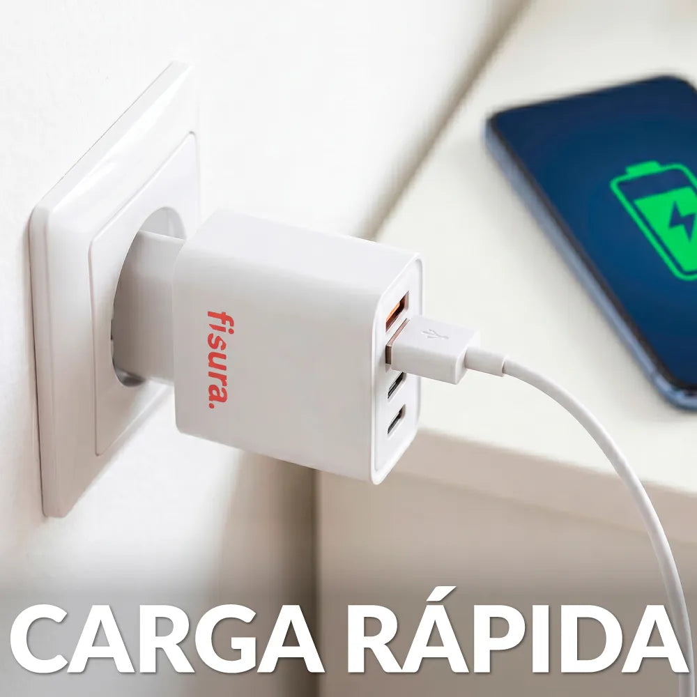 Cargador 4 puertos "Power doesn’t last forever”